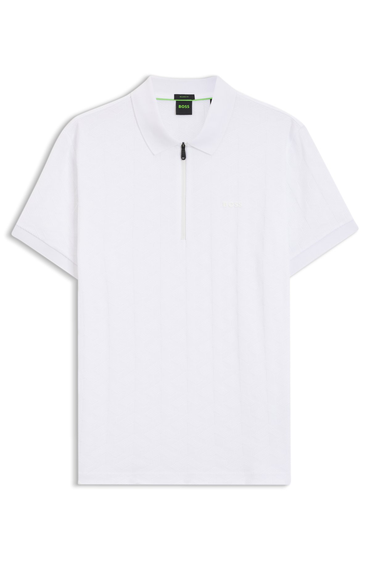 Jacquard-pattern polo shirt in mercerised cotton