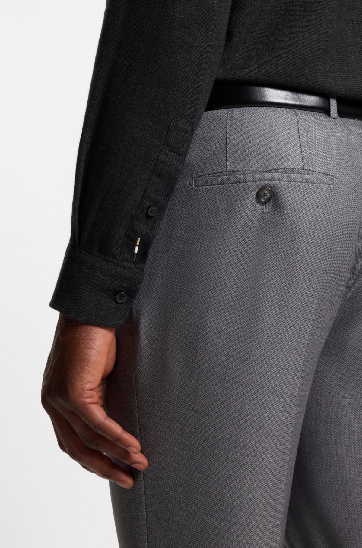 Regular-fit shirt in cotton-blend flannel