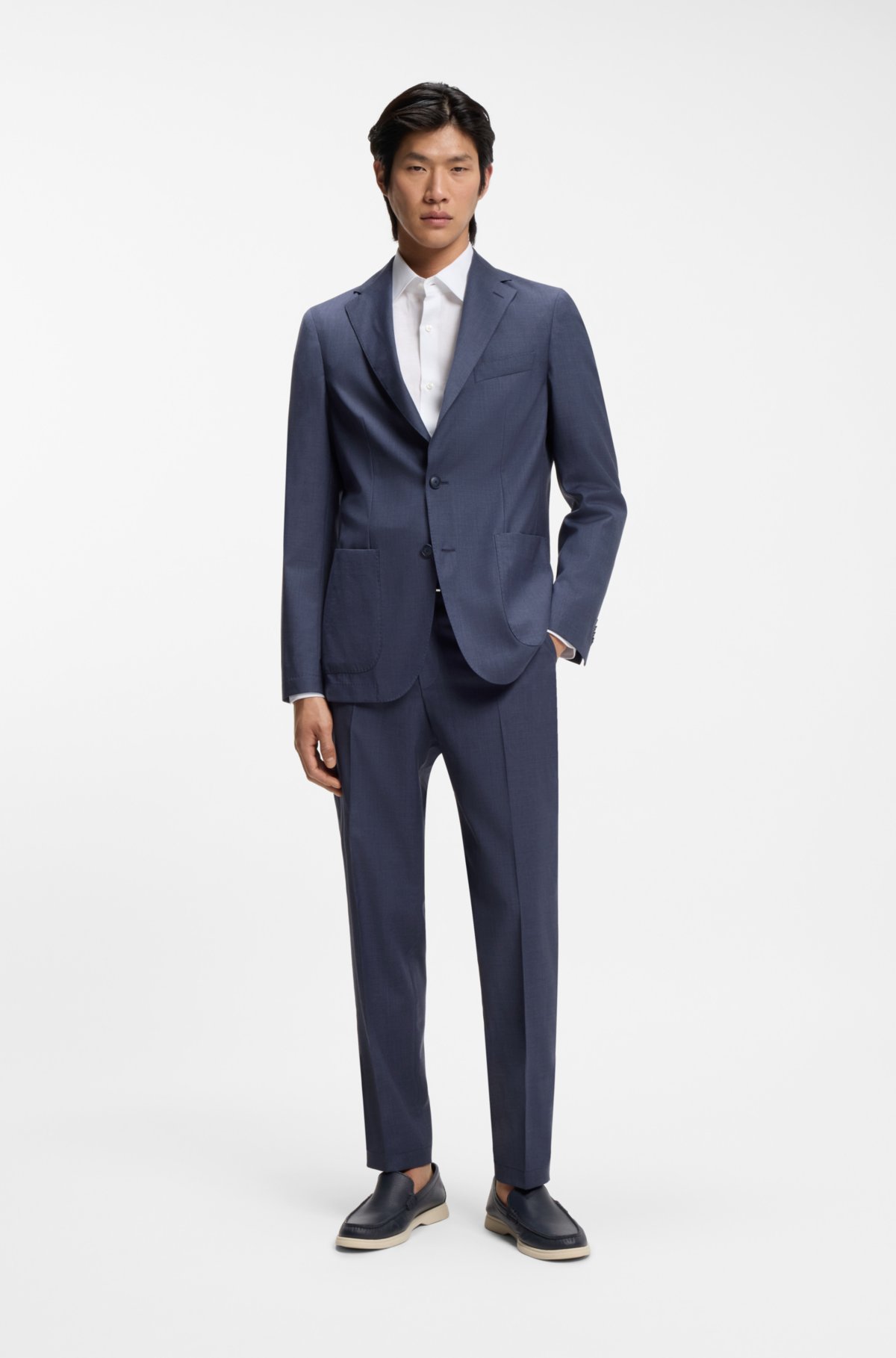 Tapered-fit trousers in washable virgin wool