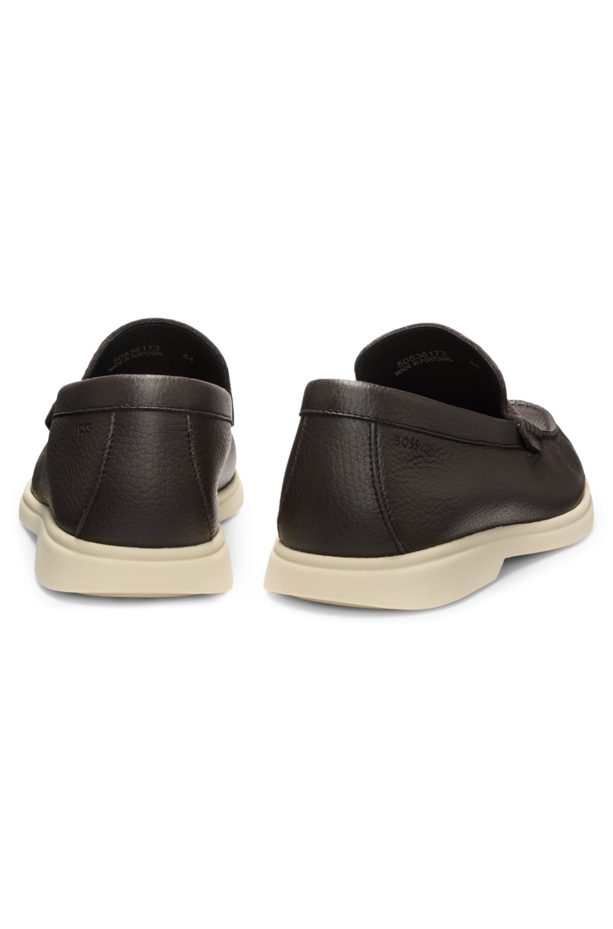 Logo-detail moccasins in tumbled leather
