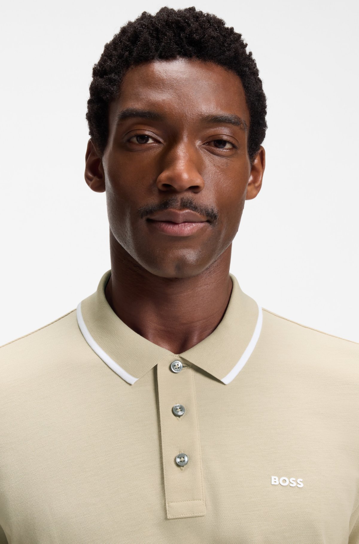Cotton-piqué polo shirt with contrast tipping