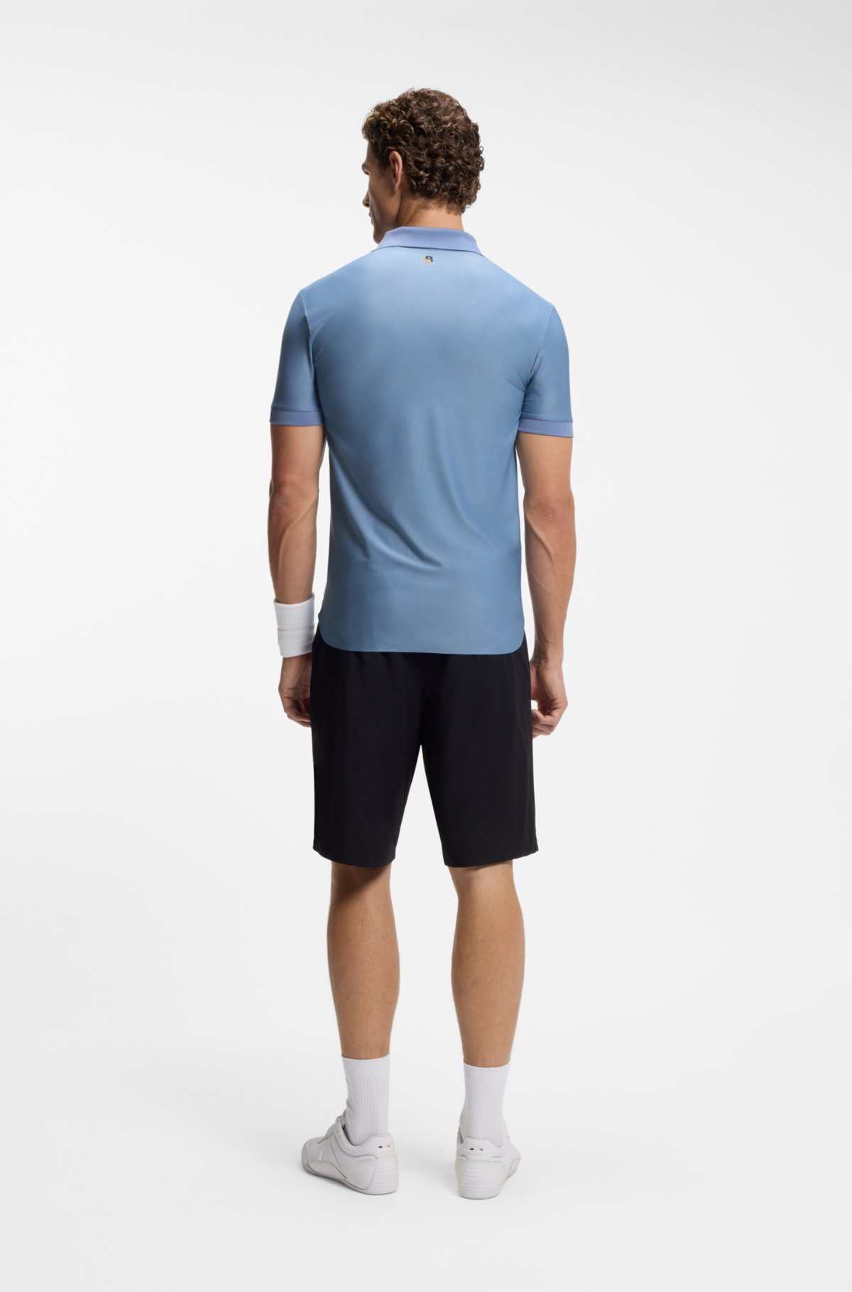 Active Stripe-jersey slim-fit polo shirt with four-way stretch