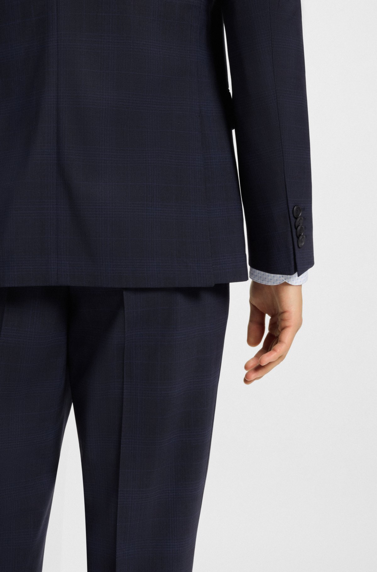 Checked slim-fit suit in stretch wool