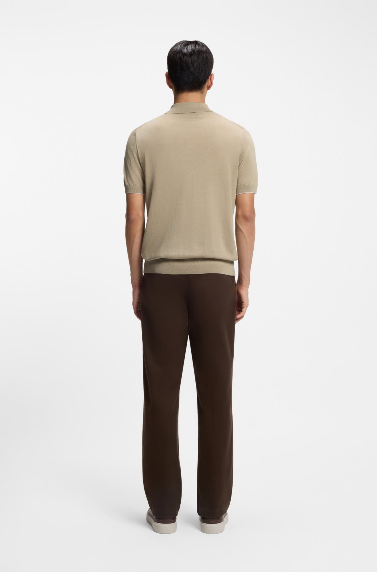 Knit polo shirt in silk and cotton
