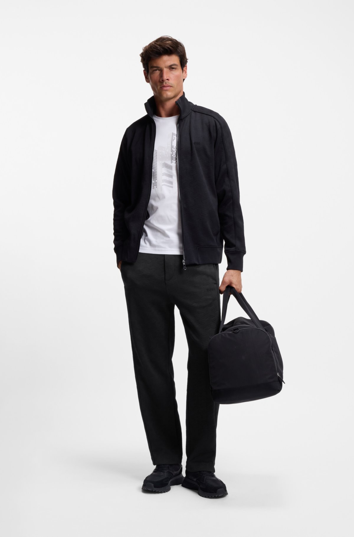 Quilted-jacquard tracksuit bottoms in a regular fit
