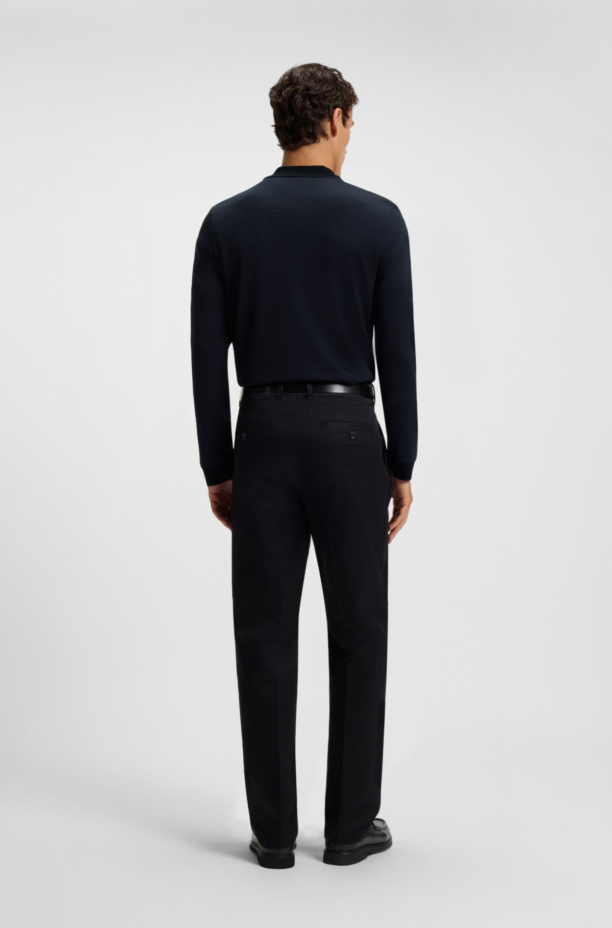 Mercerised-cotton polo shirt with two-tone structure