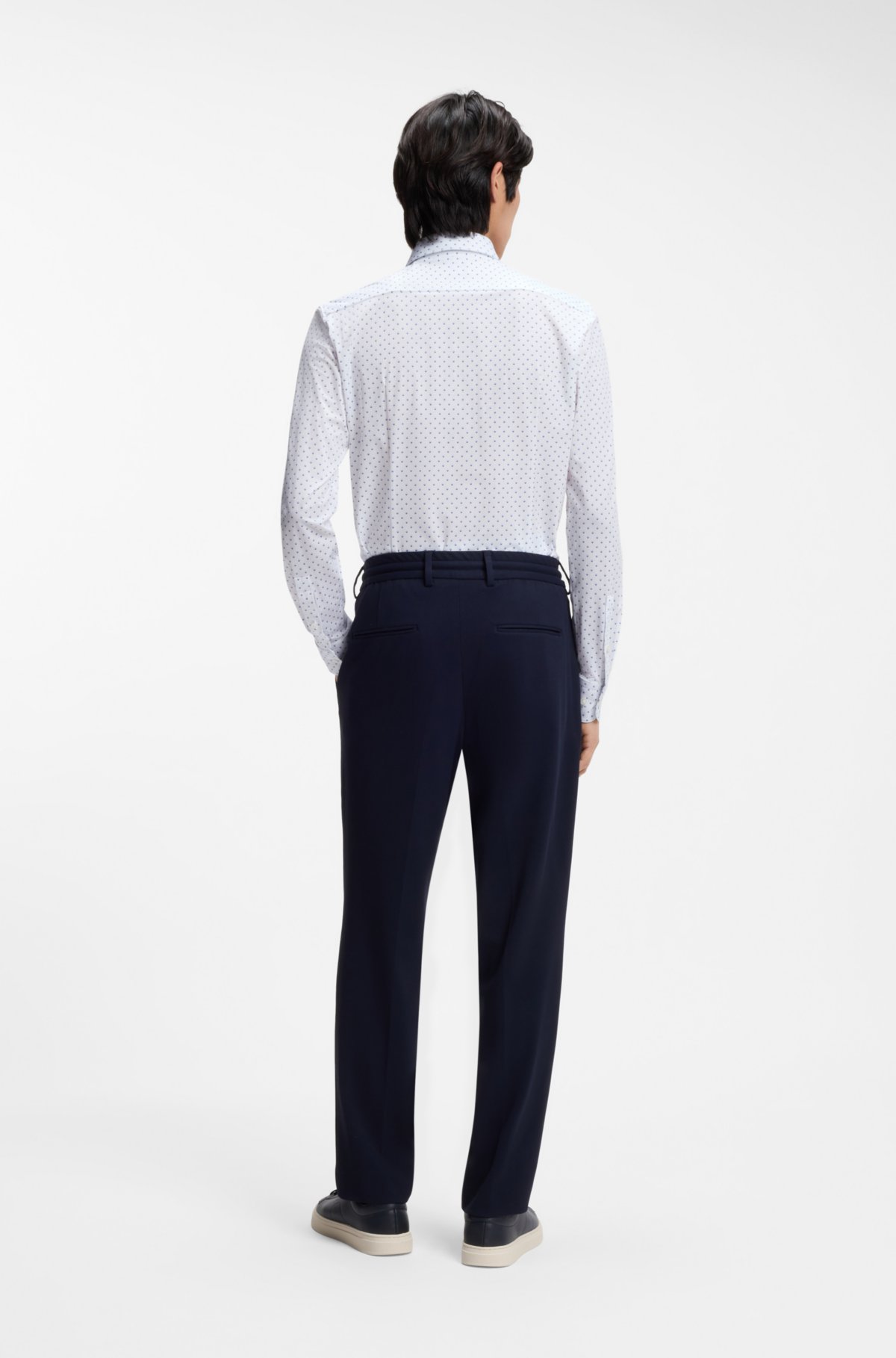 Slim-fit shirt in Italian-made performance-stretch jersey