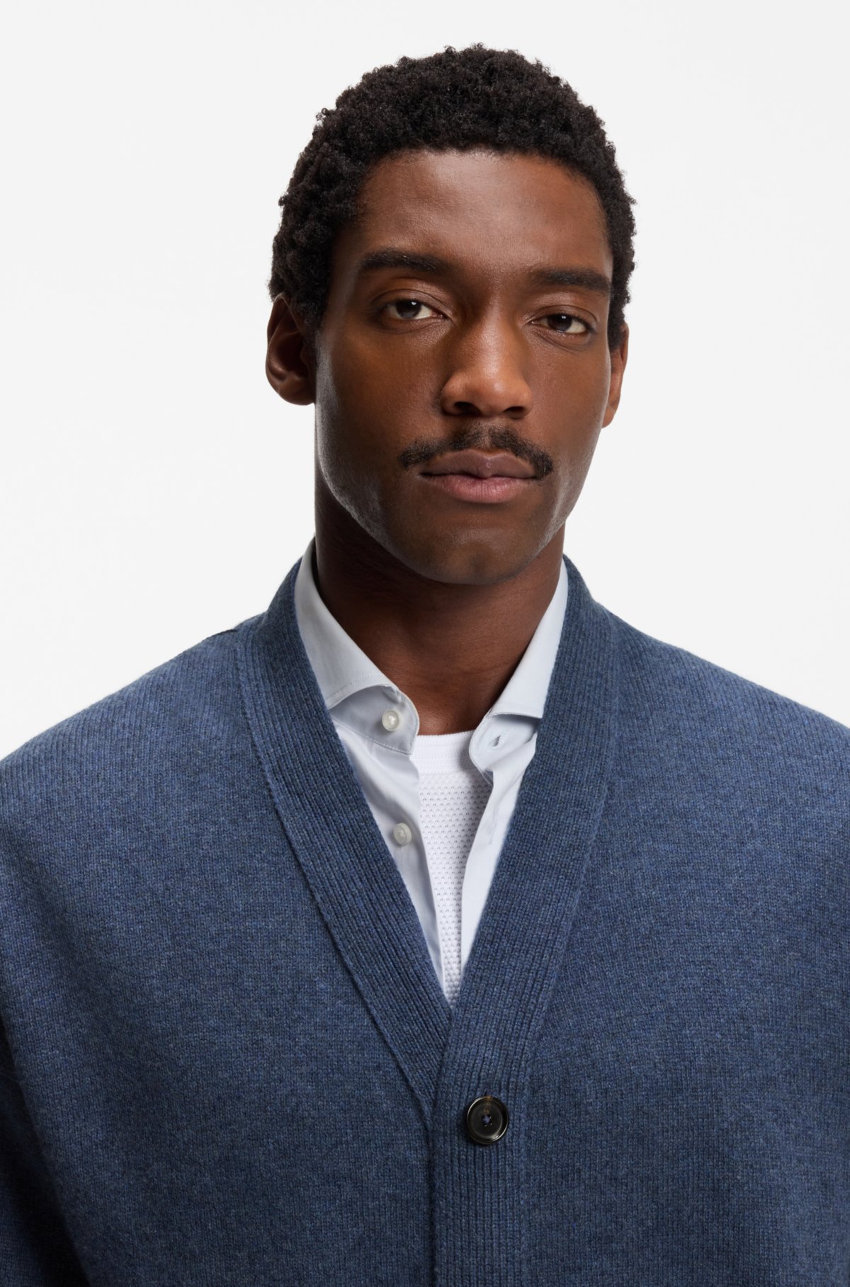 Virgin-wool cardigan in a relaxed fit
