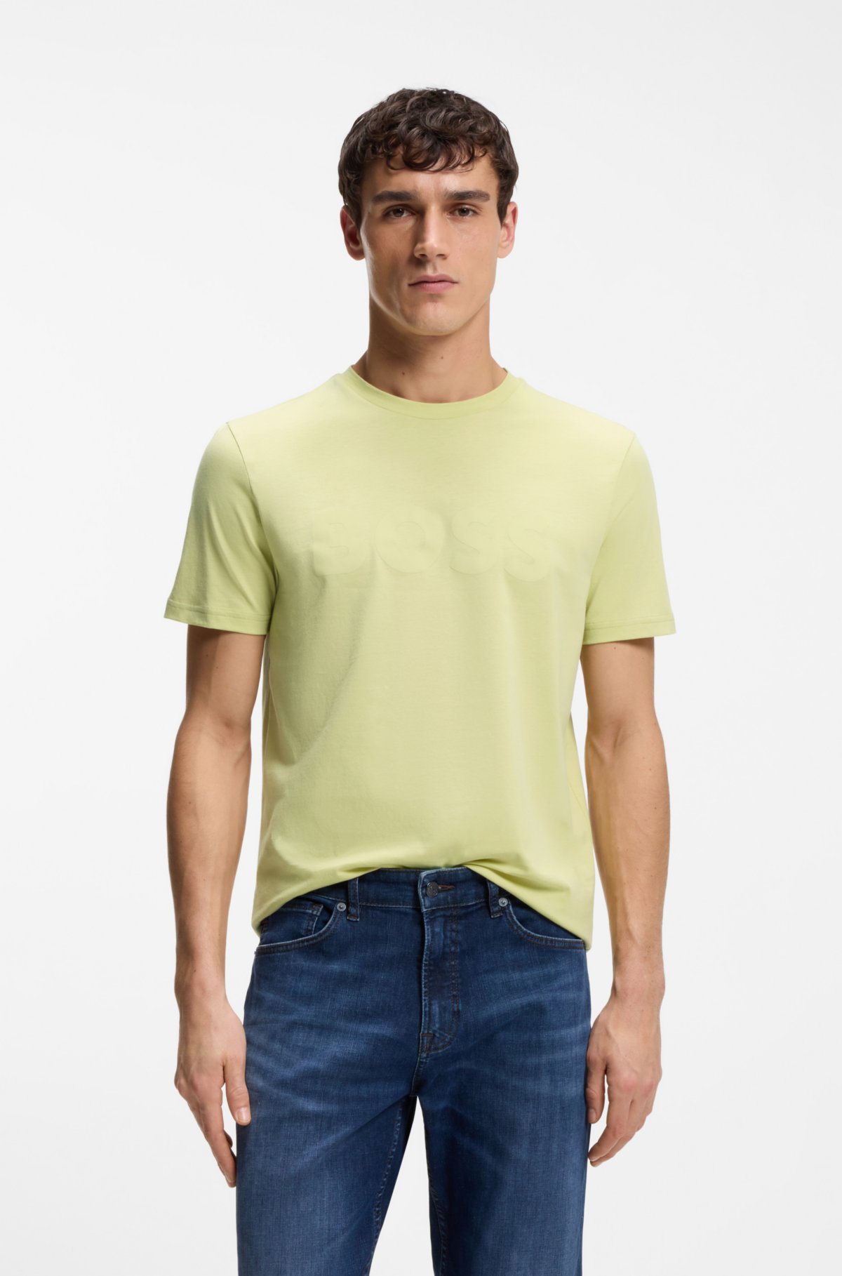 Cotton-jersey T-shirt with large logo print