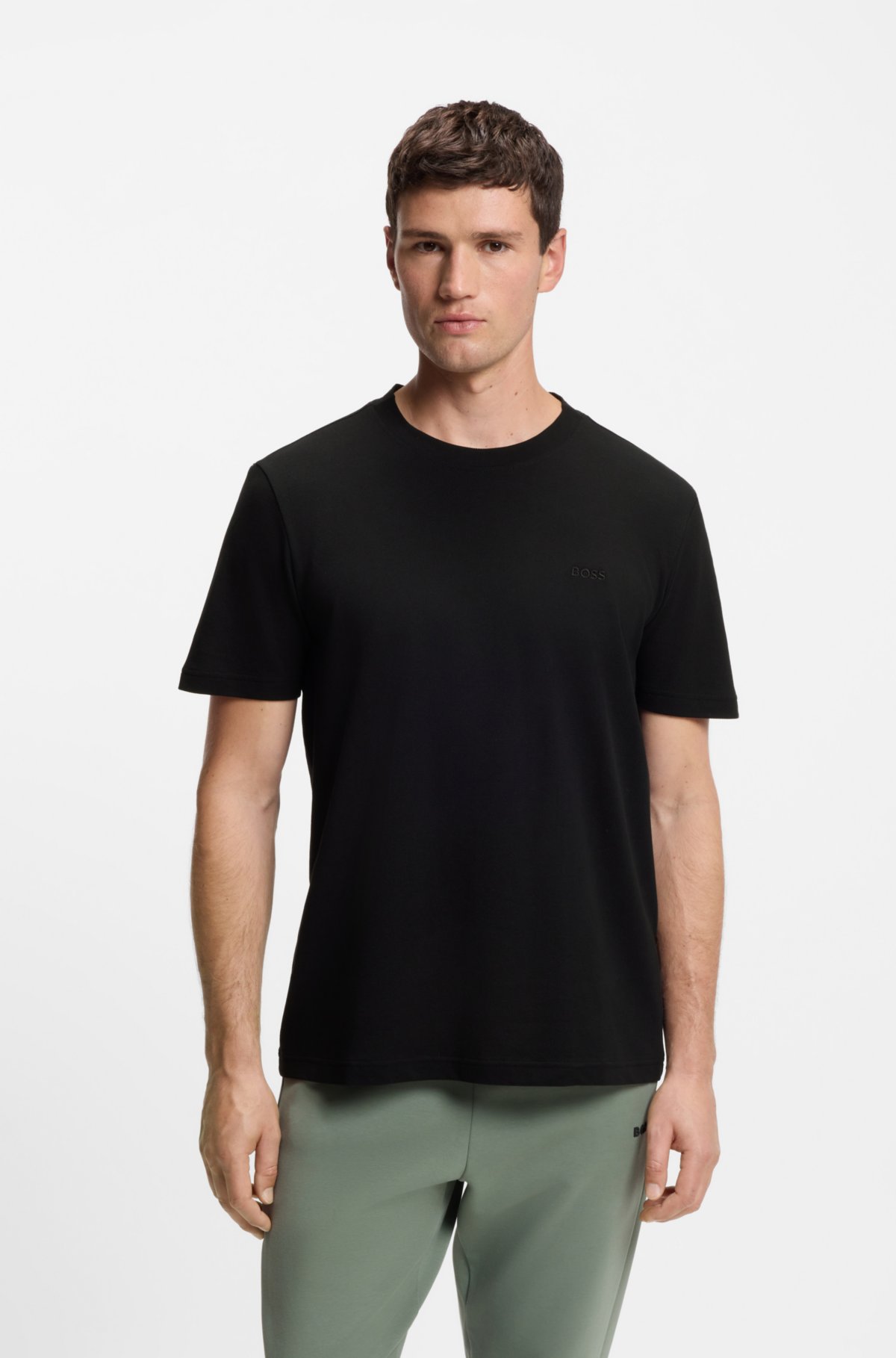 Embroidered-logo T-shirt in cotton piqué