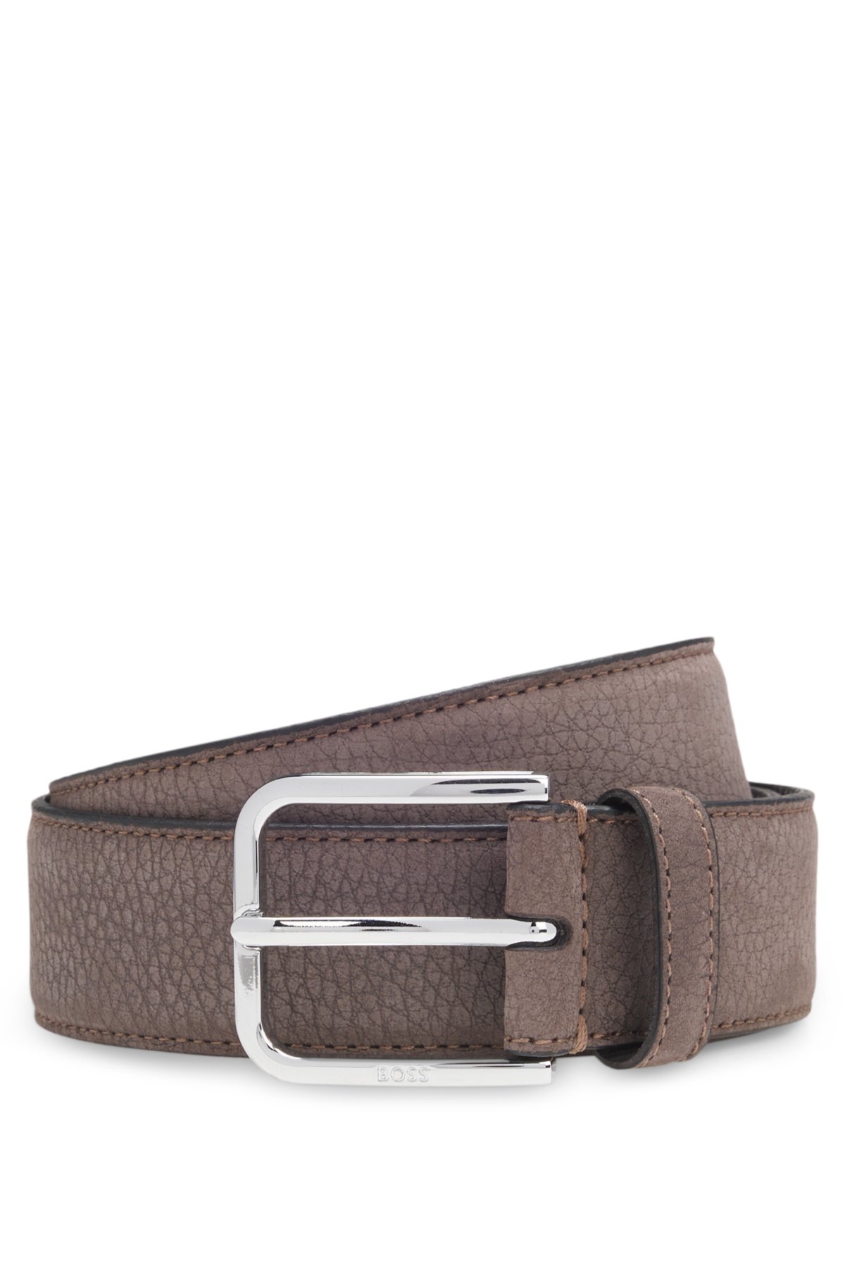 Pin-buckle belt in Italian nubuck