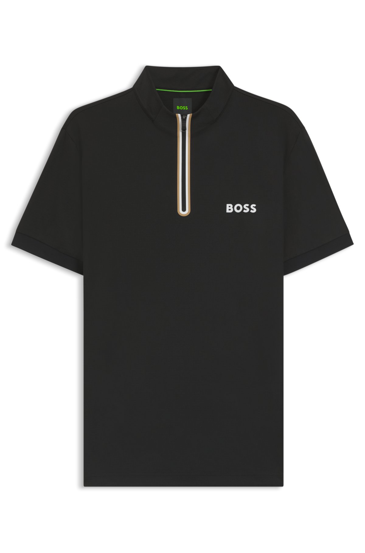 Stretch-mesh slim-fit polo shirt with zip neck