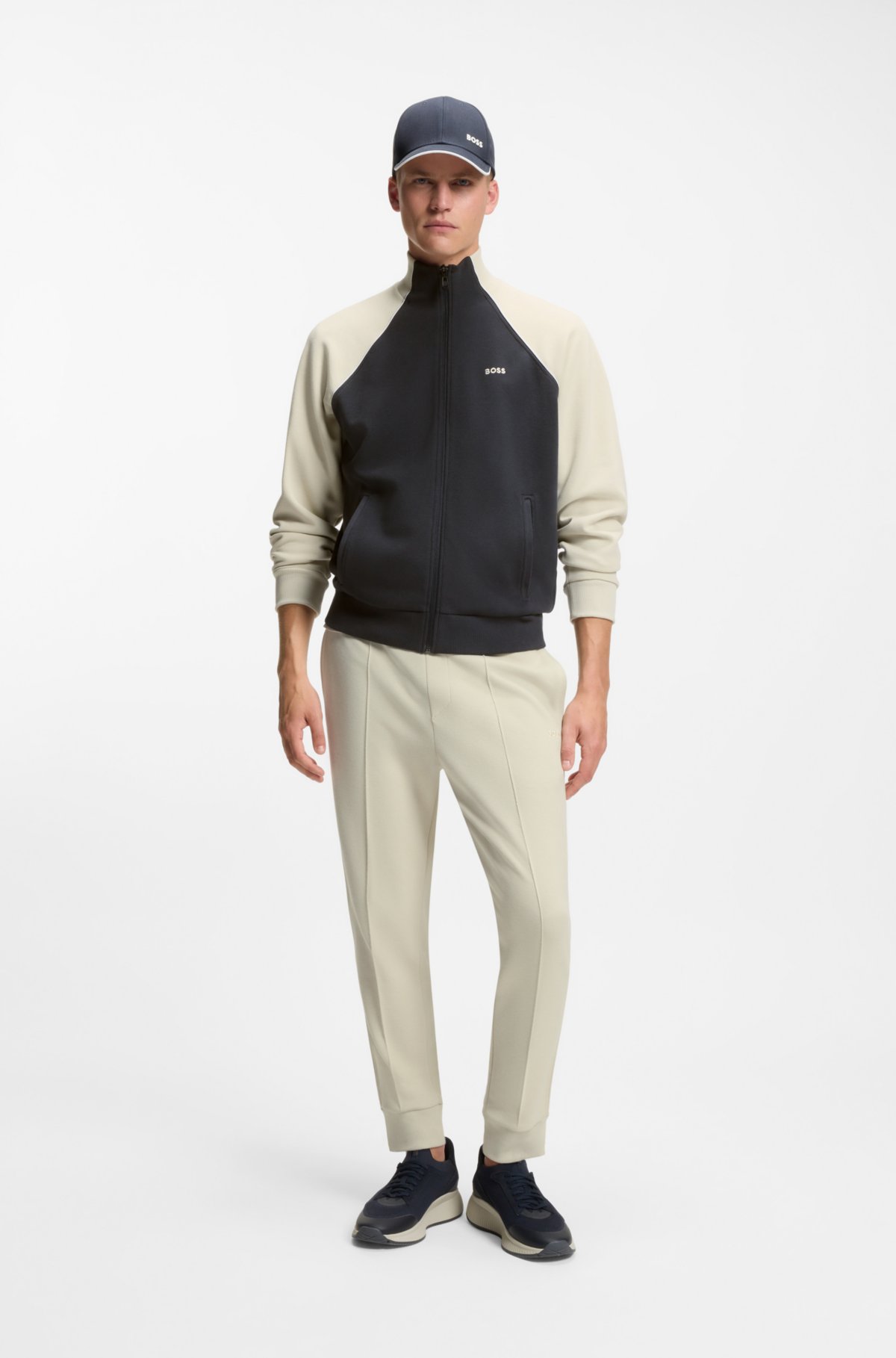 Contrast-piping sweatshirt in a cotton blend