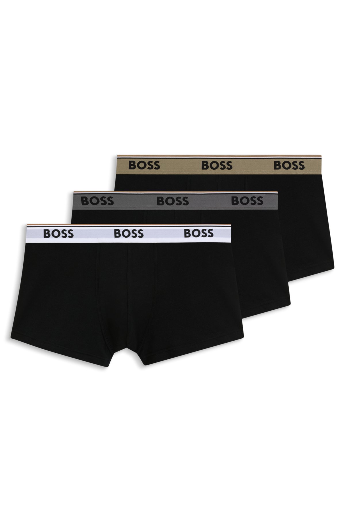 Three-pack of stretch-cotton trunks with logo waistbands