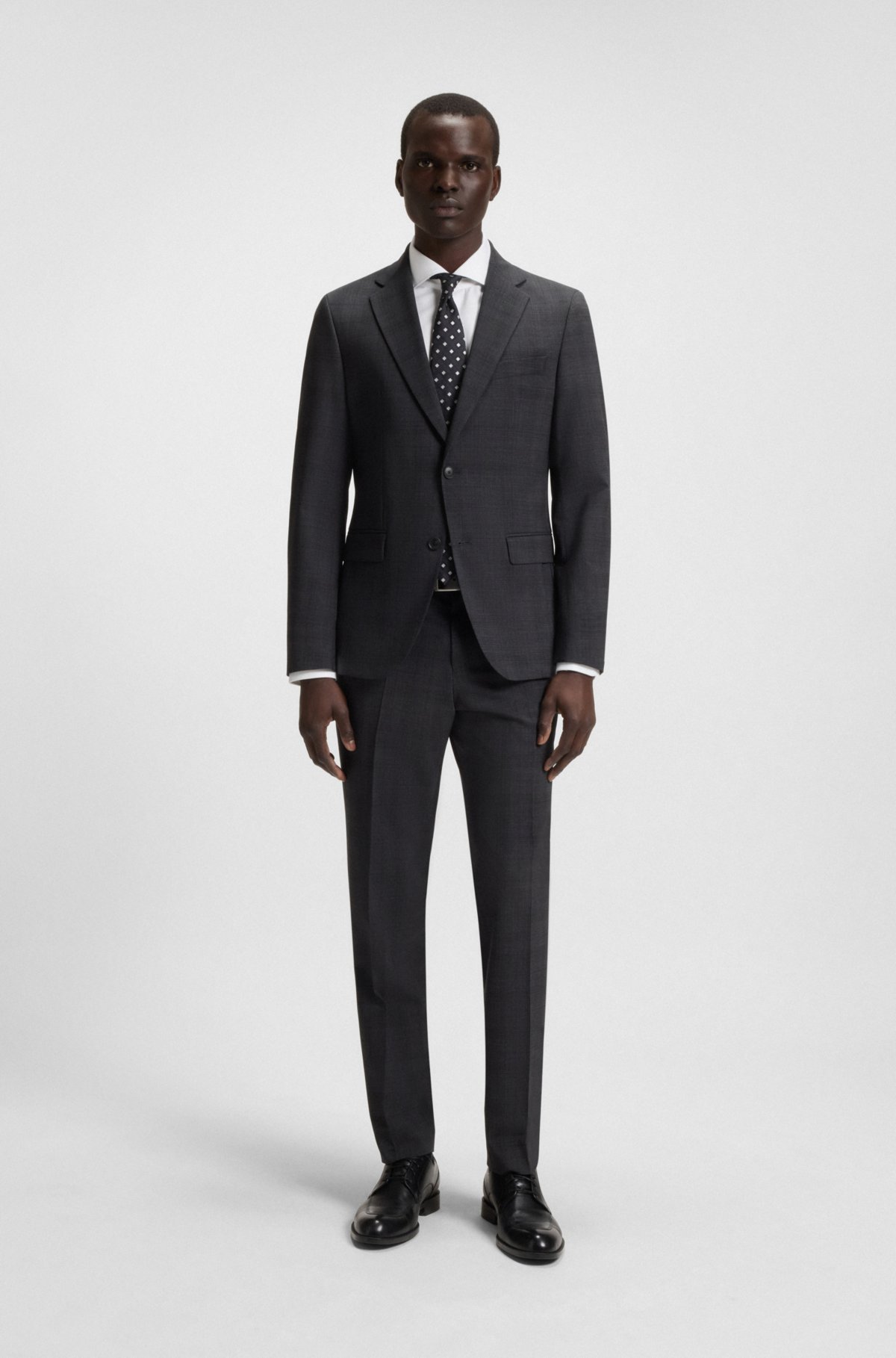 Slim-fit shirt in Italian-made structured cotton