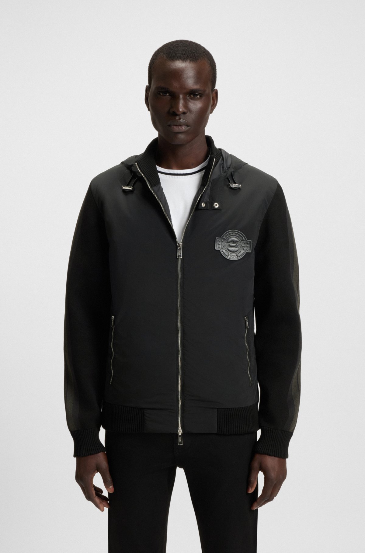 Porsche x BOSS knitted jacket with sleeve stripes