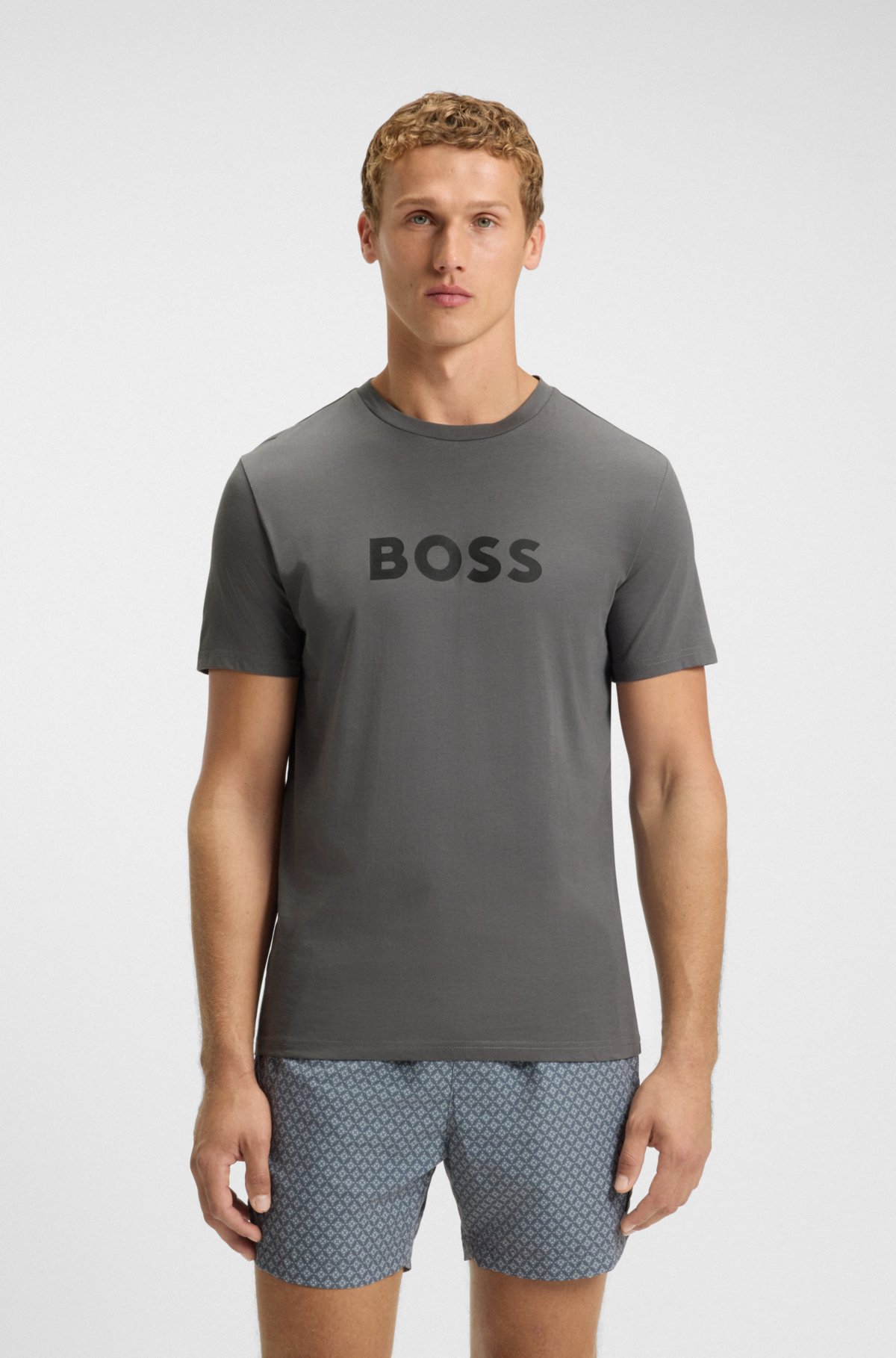 Cotton-jersey T-shirt with logo print