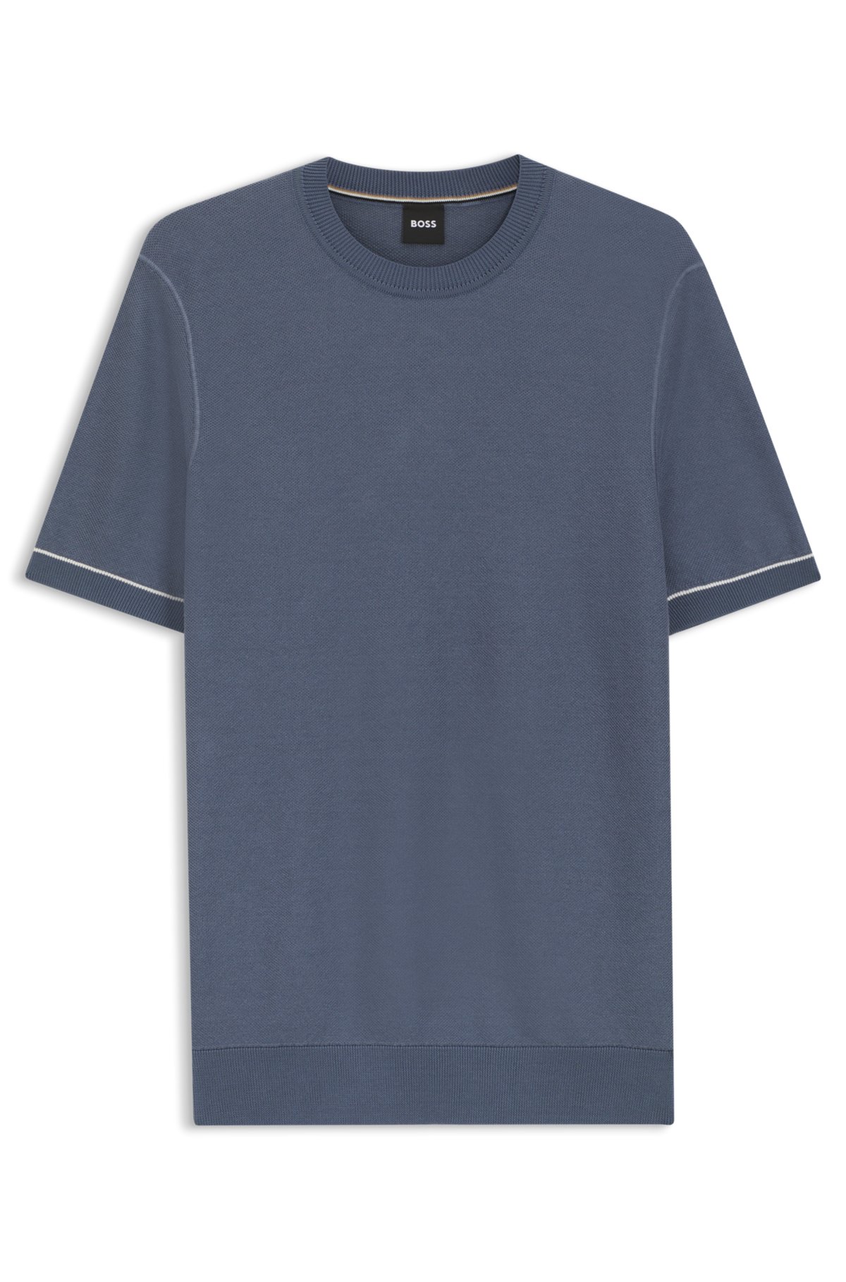 Horizontal-stripe sweater in a cotton blend