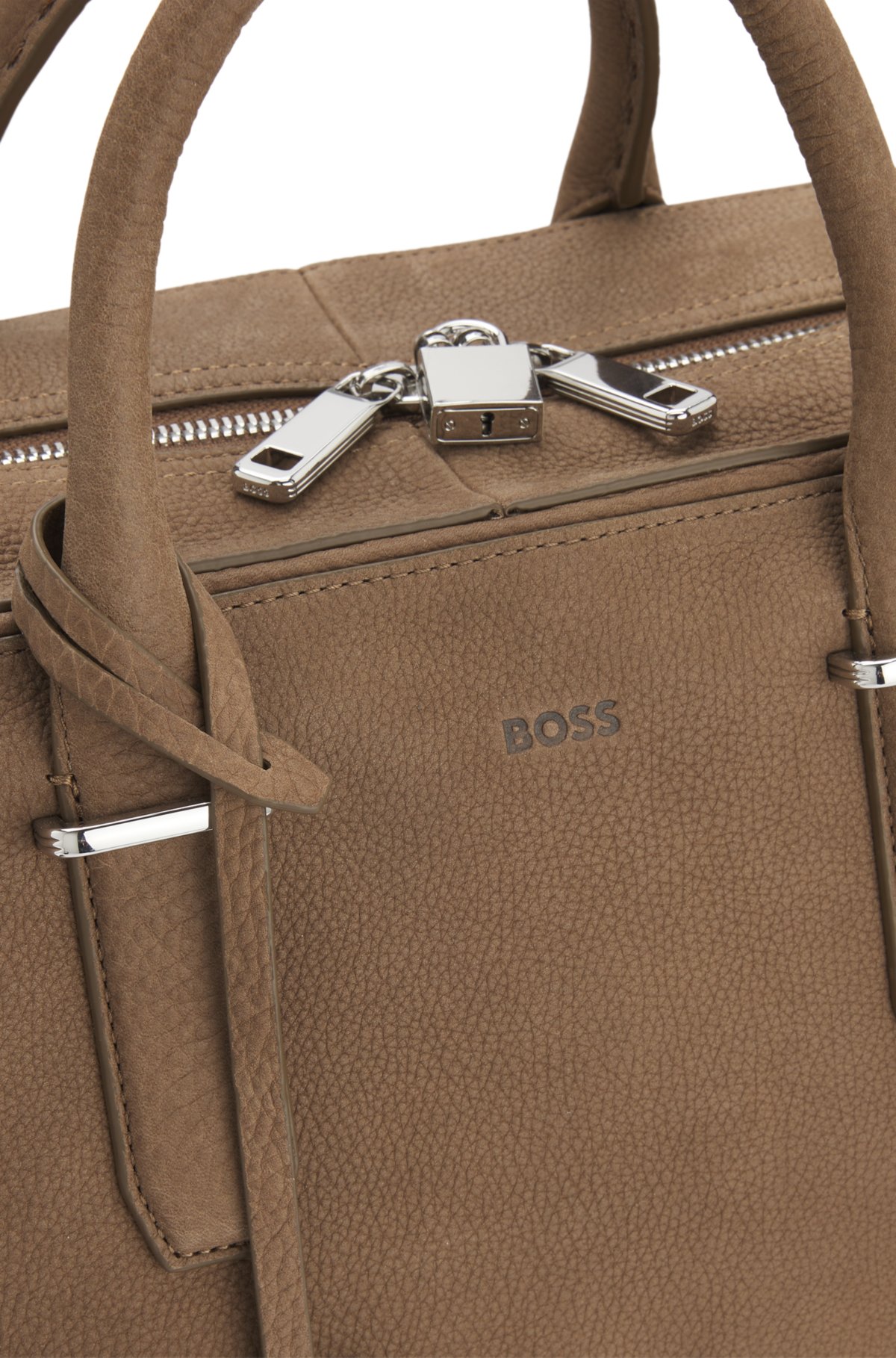 Grained-leather duffel bag with embossed logo
