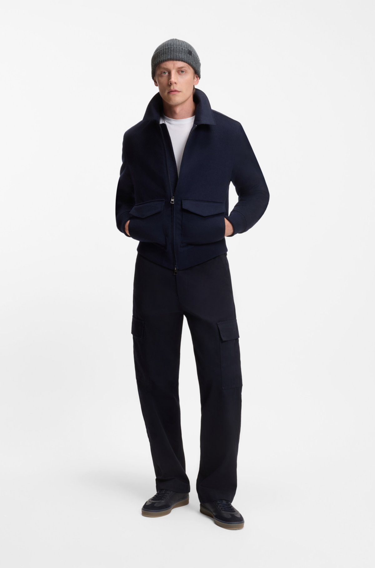 BECKHAM x BOSS beanie hat in virgin wool and cashmere