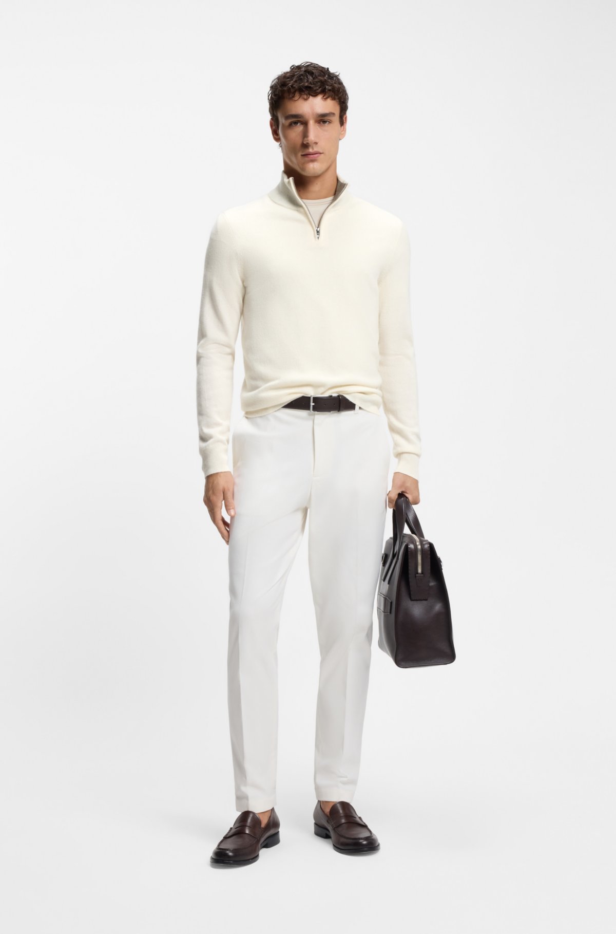 Wool-cashmere sweater with zip neck