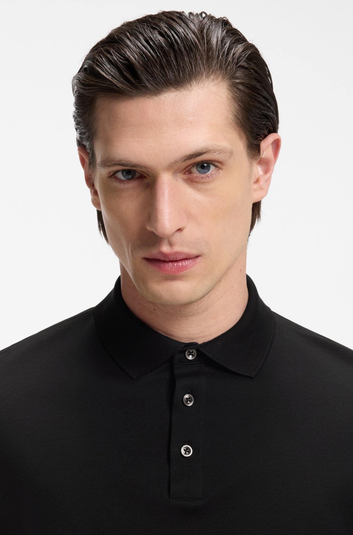 Regular-fit polo shirt in mercerized Italian cotton