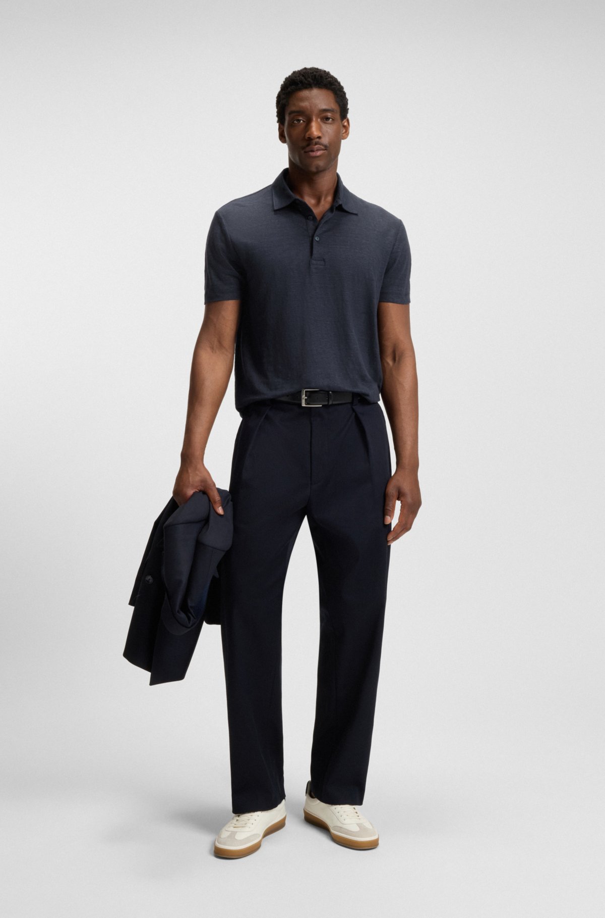 BECKHAM x BOSS polo shirt in linen