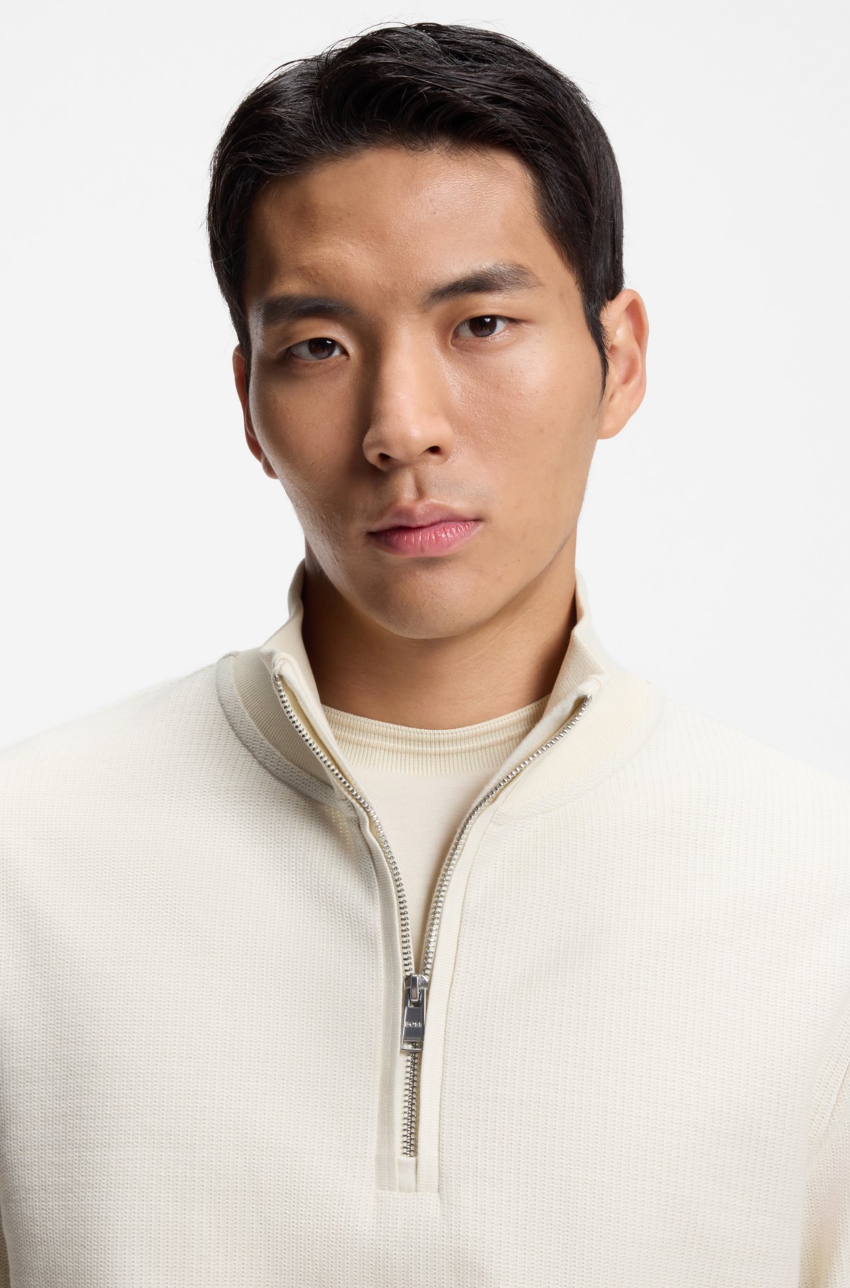 Quarter-zip sweatshirt in a cotton blend