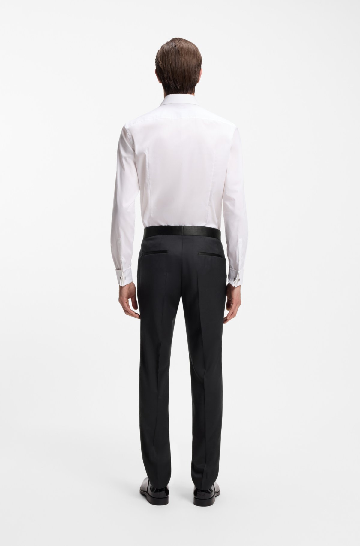 Slim-fit tuxedo trousers in virgin-wool serge