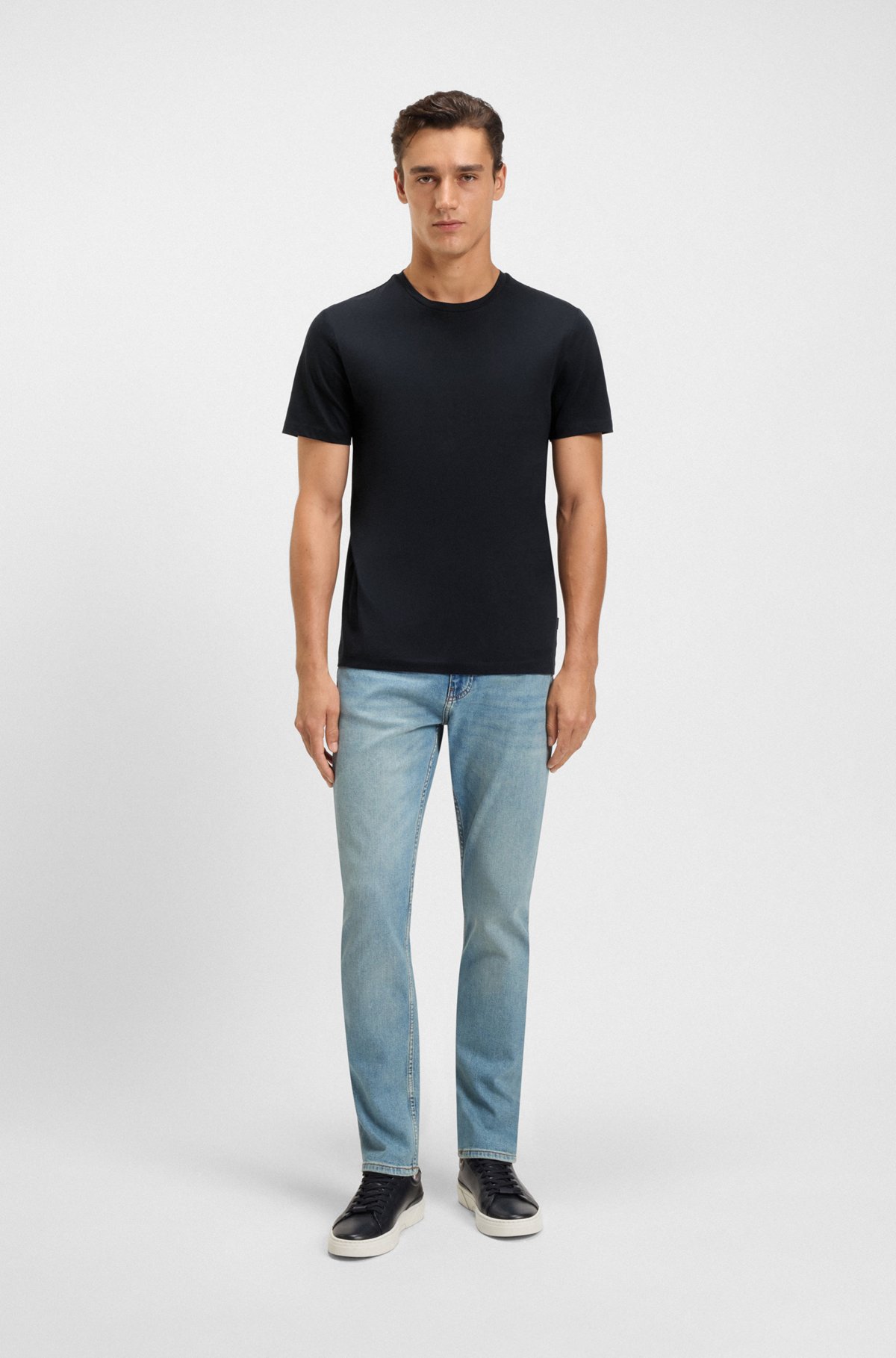 Slim-fit T-shirt in mercerized cotton