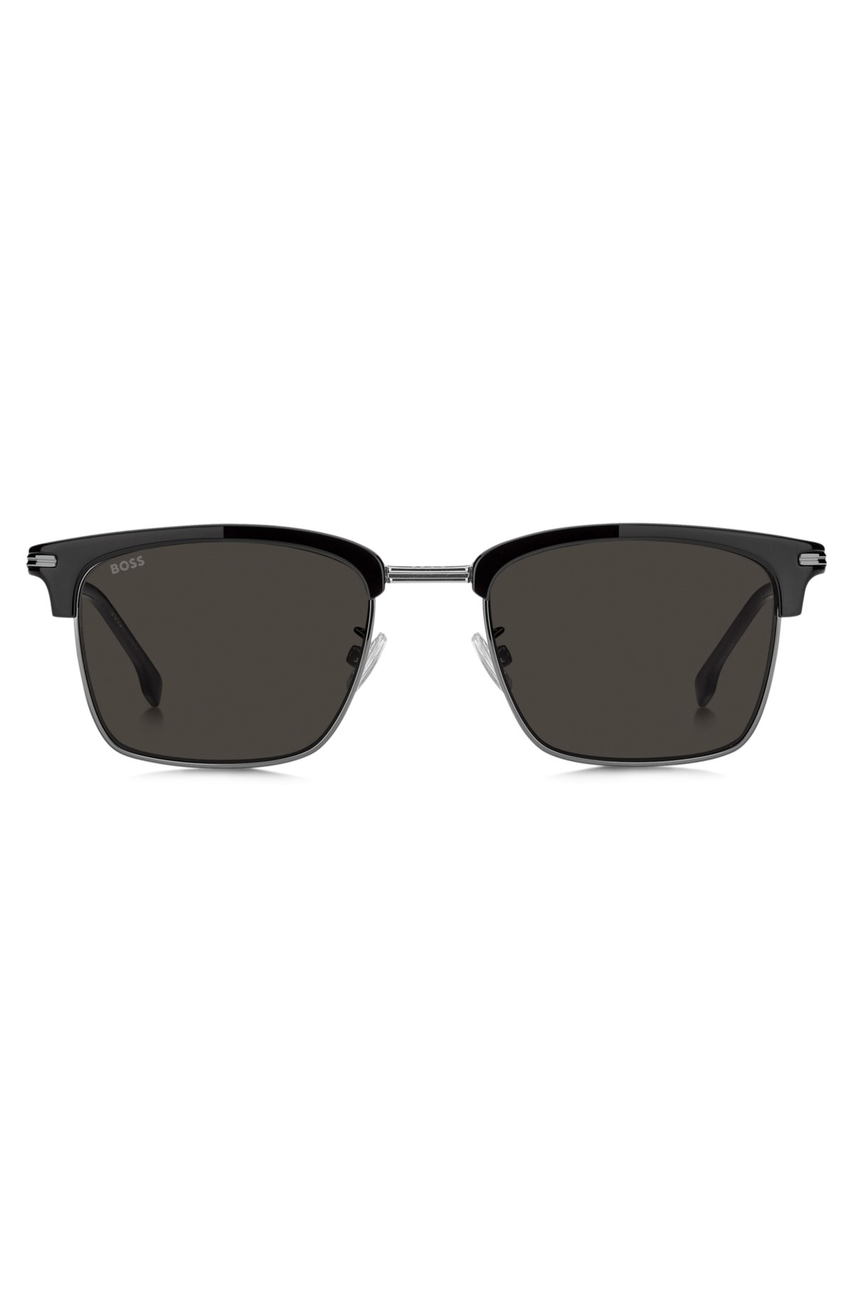 Black-acetate sunglasses with steel trims