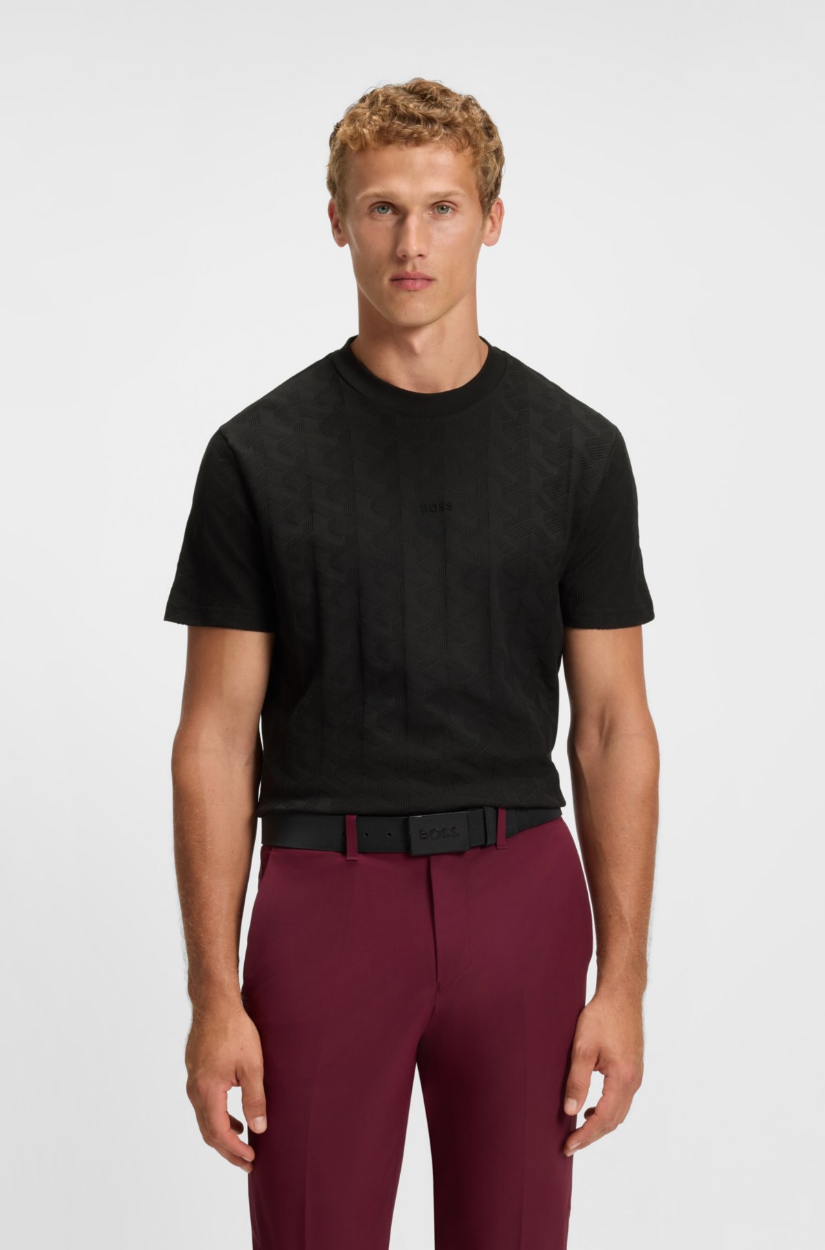 Jacquard-pattern T-shirt in cotton