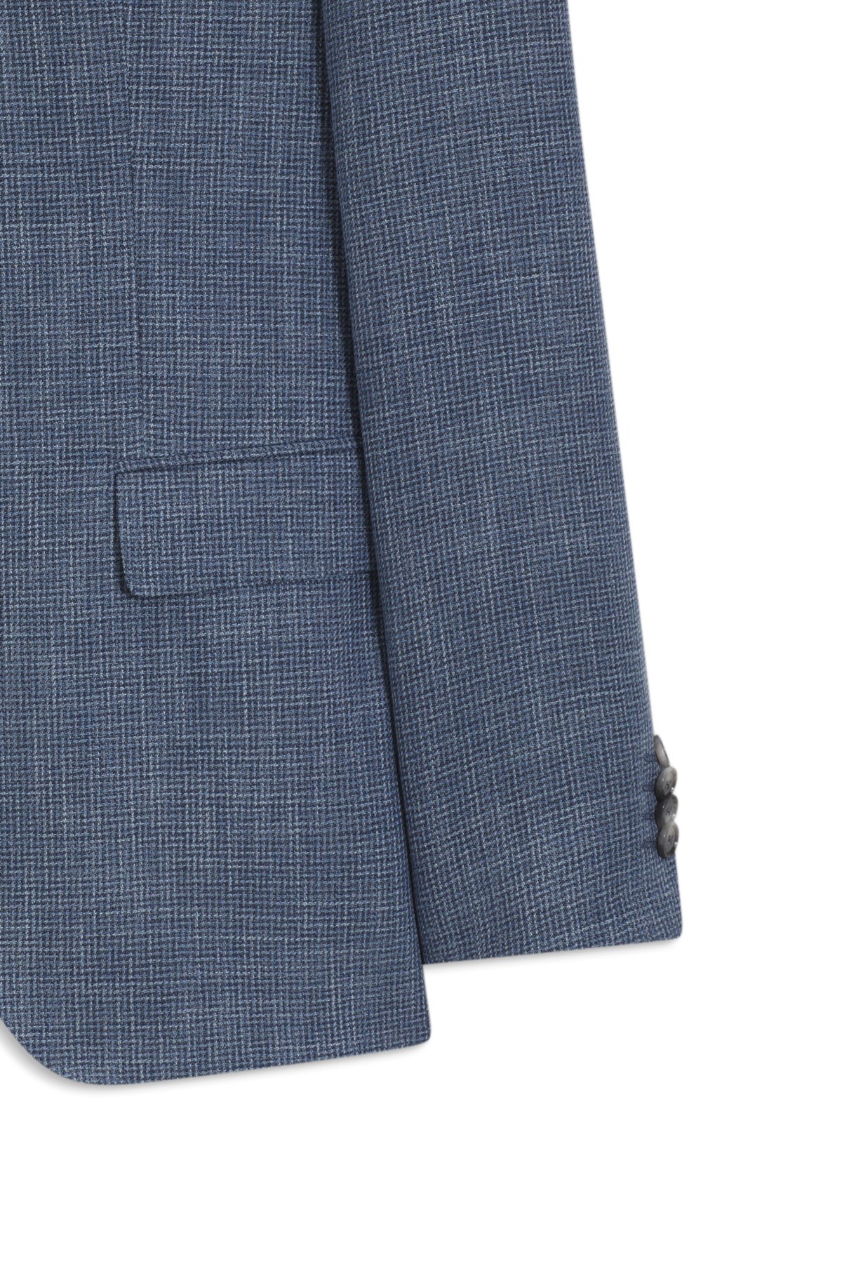 Two-piece slim-fit suit in cotton and virgin wool