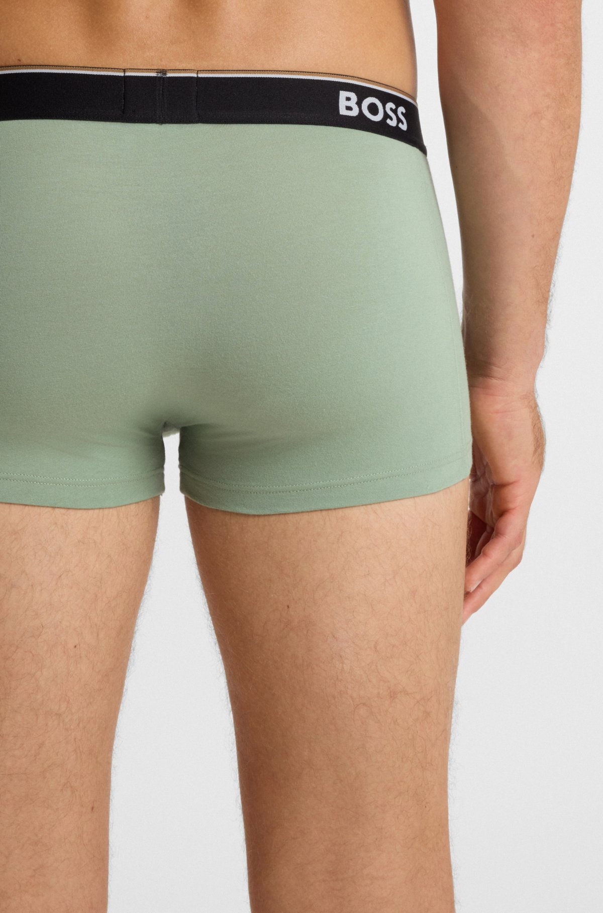 Three-pack of stretch-cotton trunks with logo waistbands