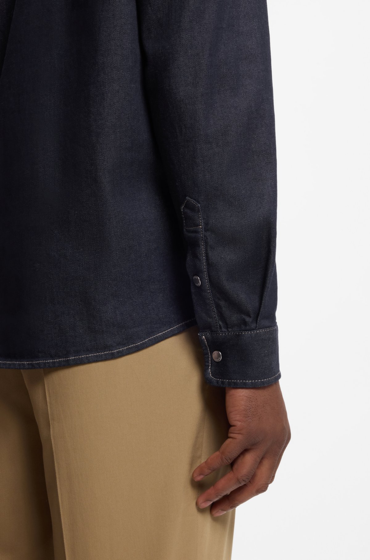 Indigo regular-fit shirt in stretch denim