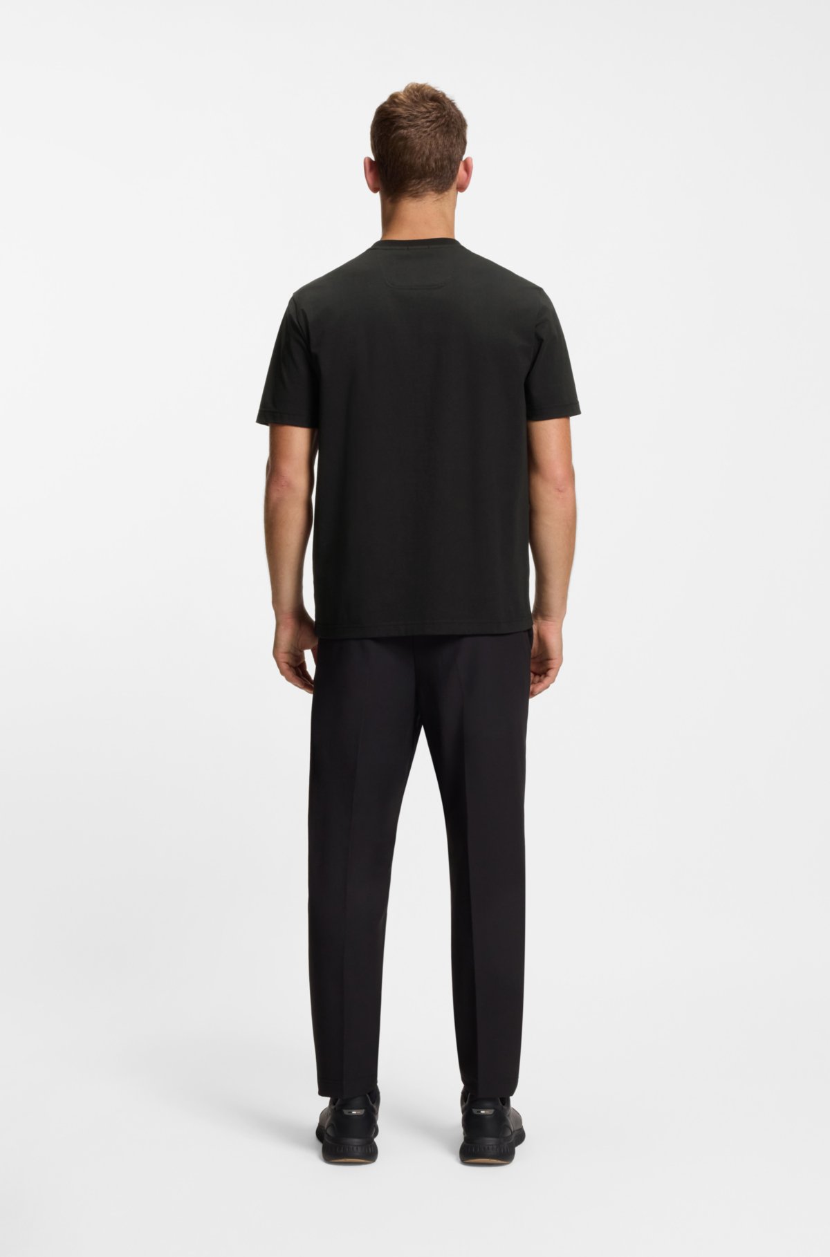 Tonal-logo T-shirt in stretch cotton