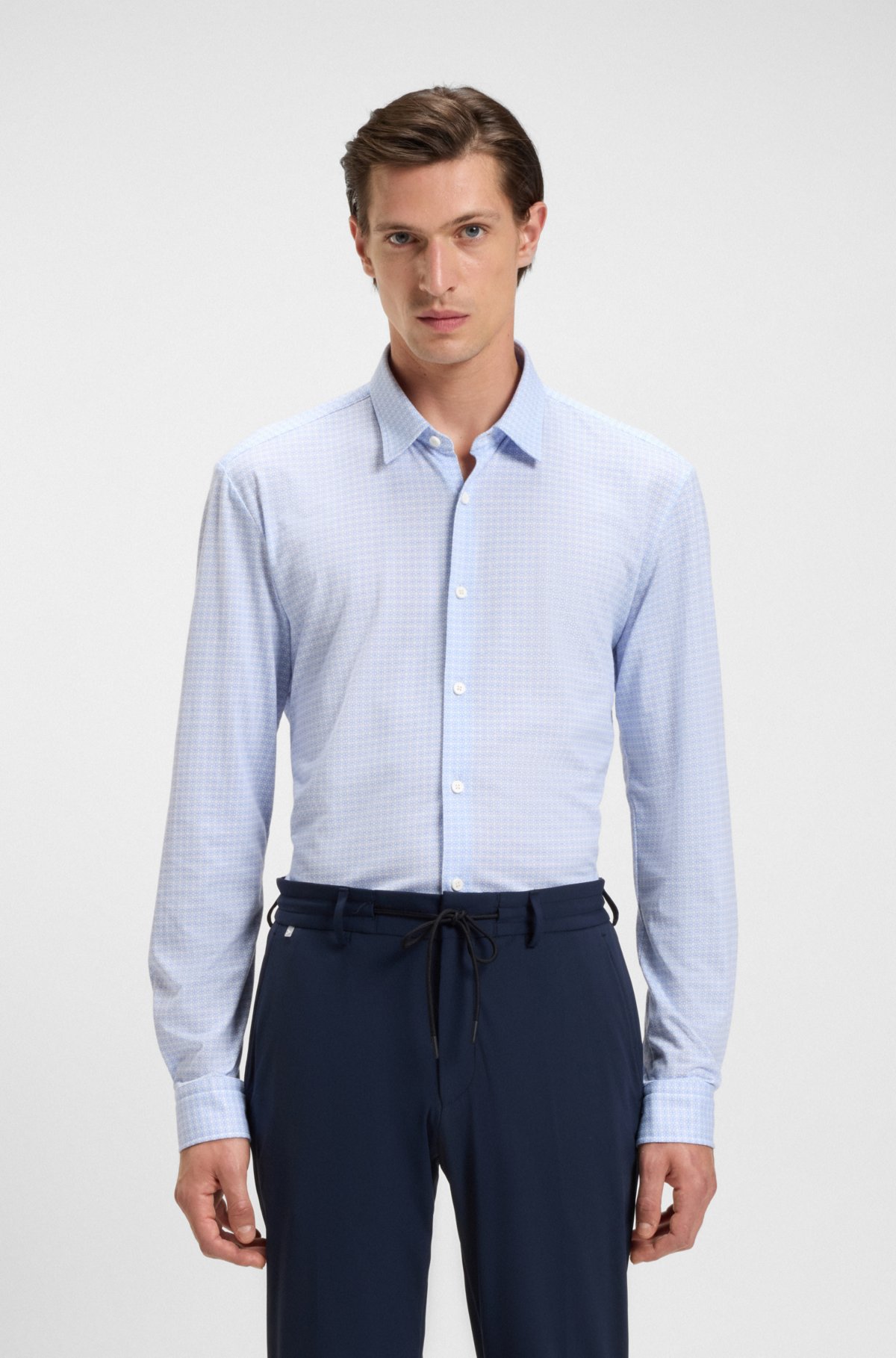 Printed slim-fit shirt in flex-weave fabric