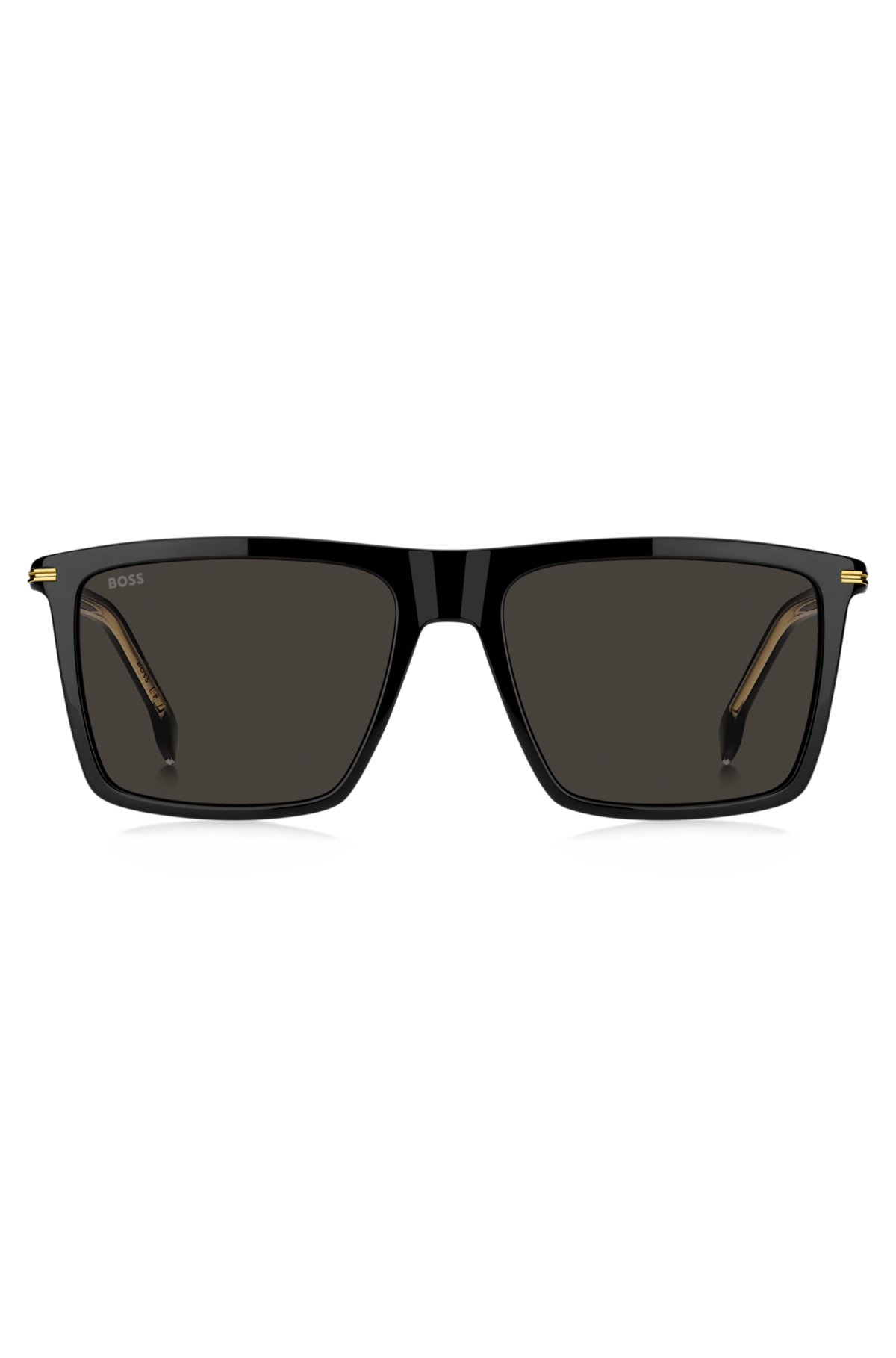 Black acetate sunglasses with gold-tone trims