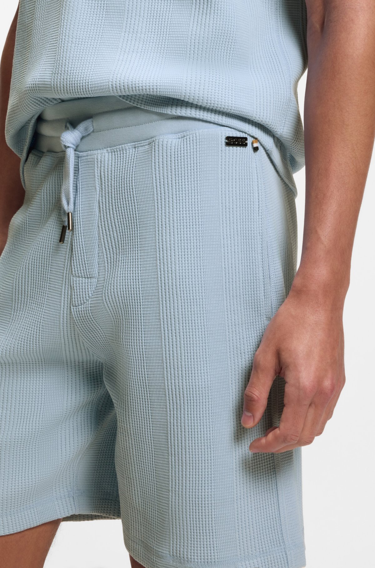 Cotton-blend shorts with waffle texture