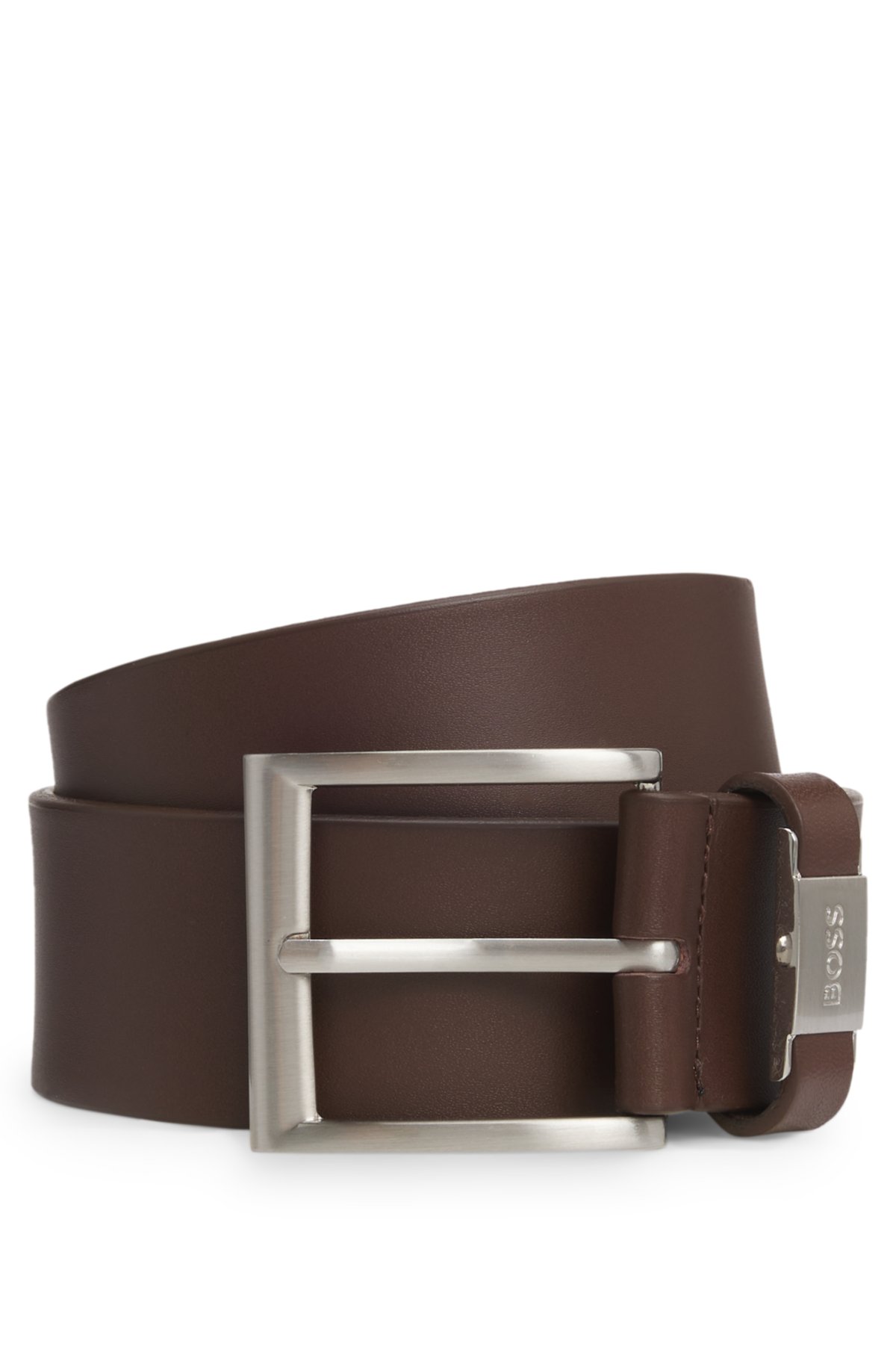 Logo-keeper belt in Italian leather