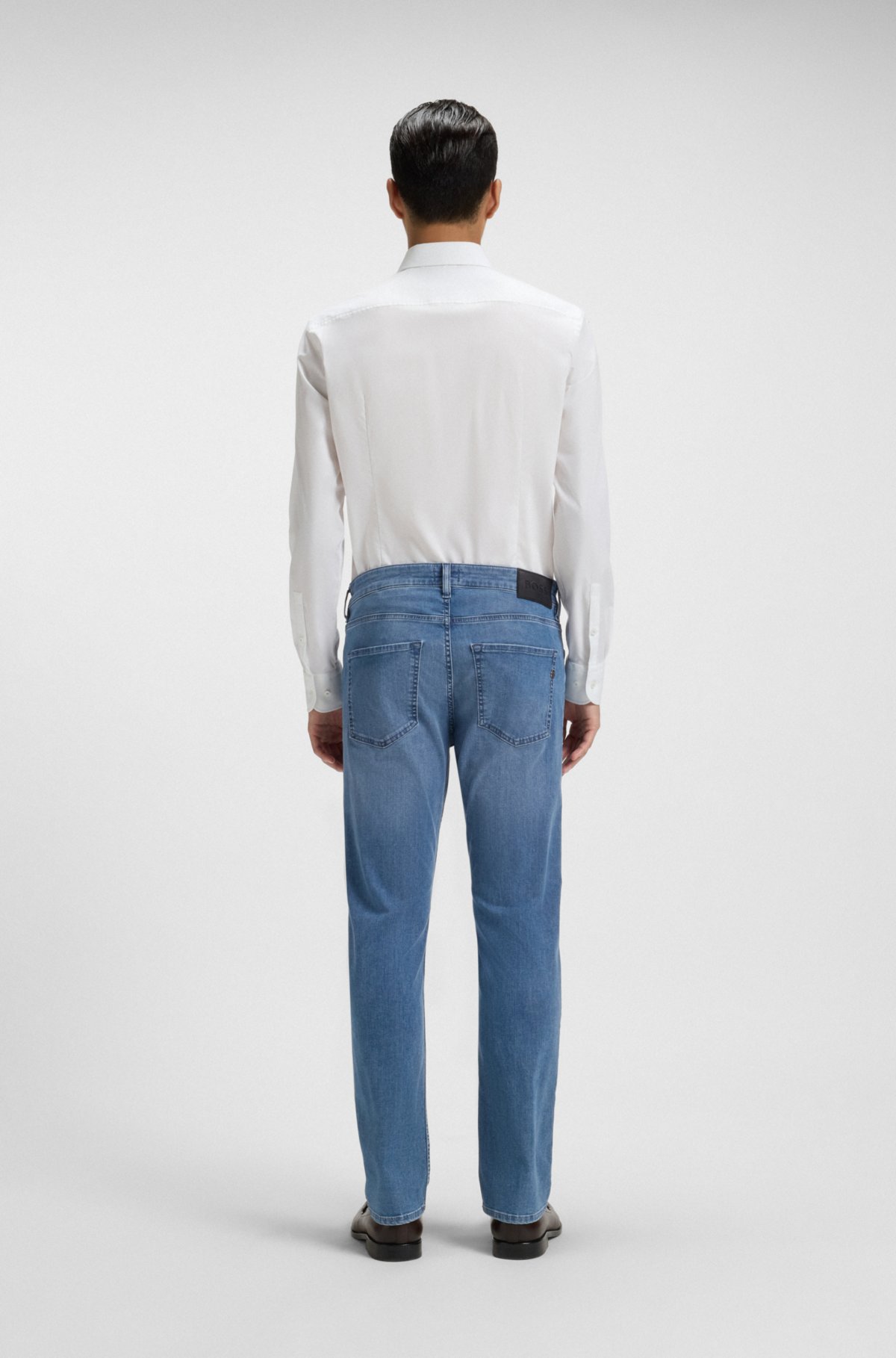 Blue slim-fit jeans in performance denim