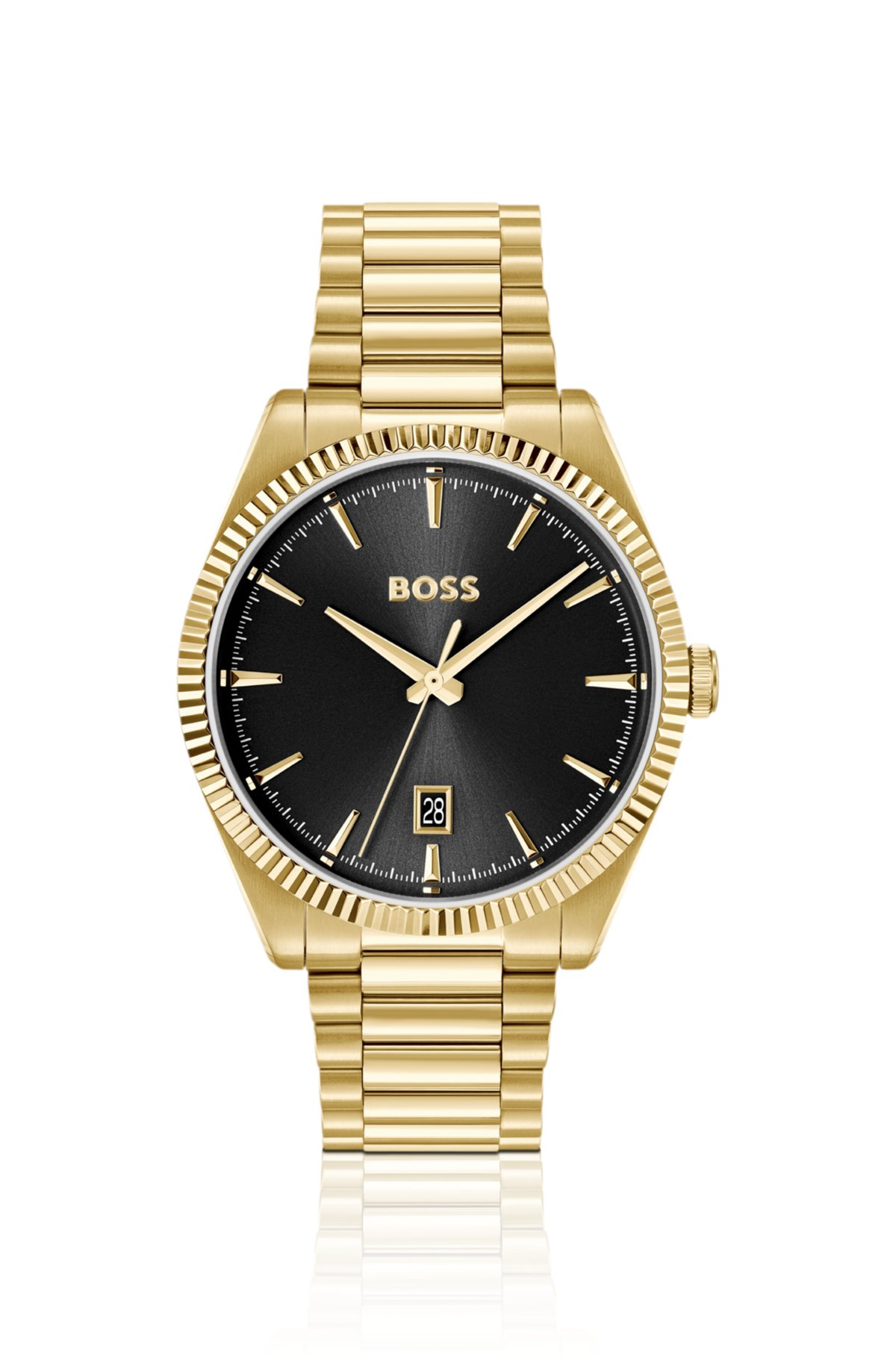 Cheswick gold-tone watch with fluted bezel