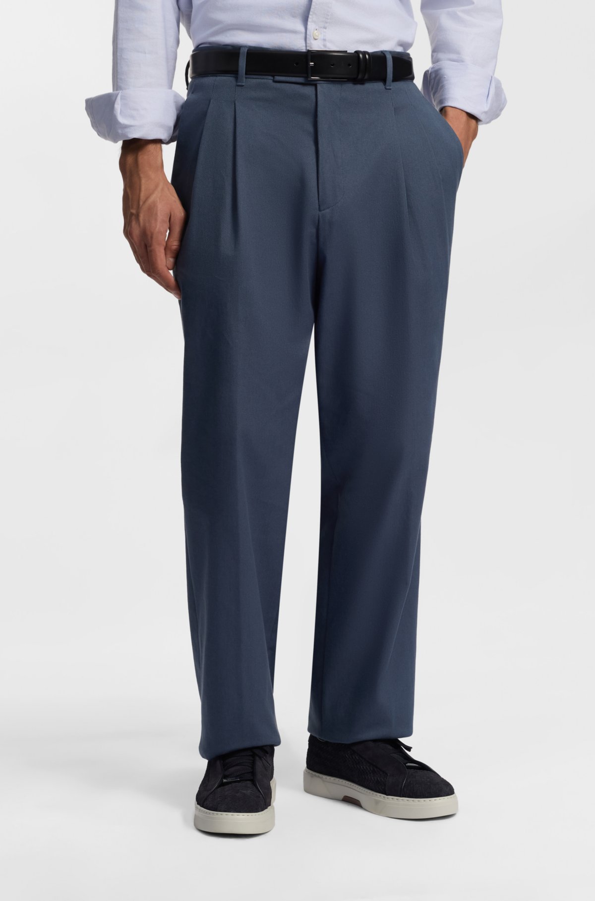 Tapered-fit trousers in stretch-cotton twill