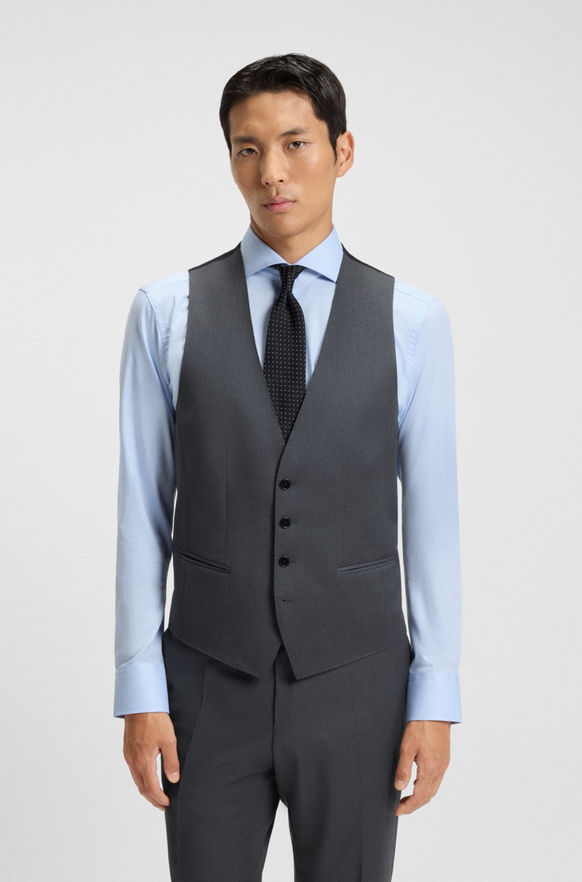 Slim-fit waistcoat in virgin-wool serge