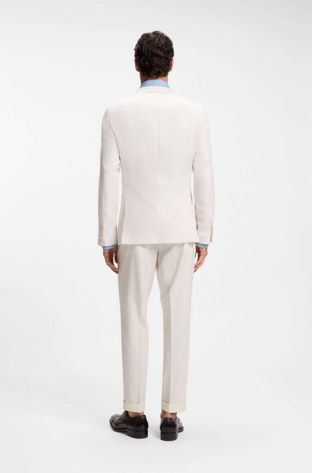 Slim-fit jacket in wool, silk and linen