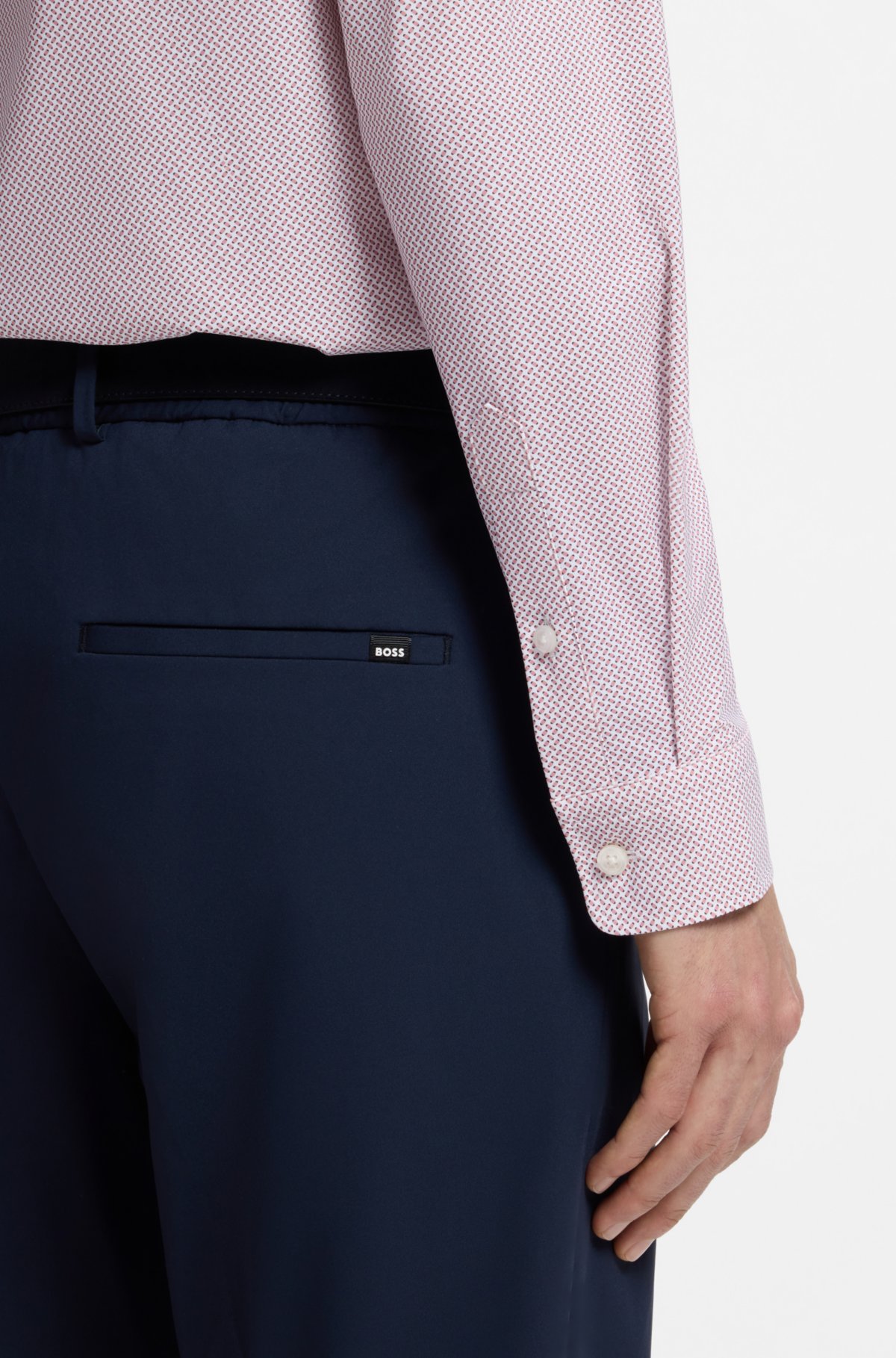 Printed regular-fit shirt in performance-stretch jersey