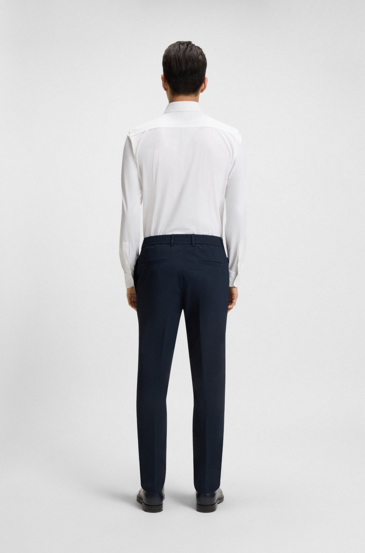 Slim-fit shirt in Italian-made performance-stretch jersey