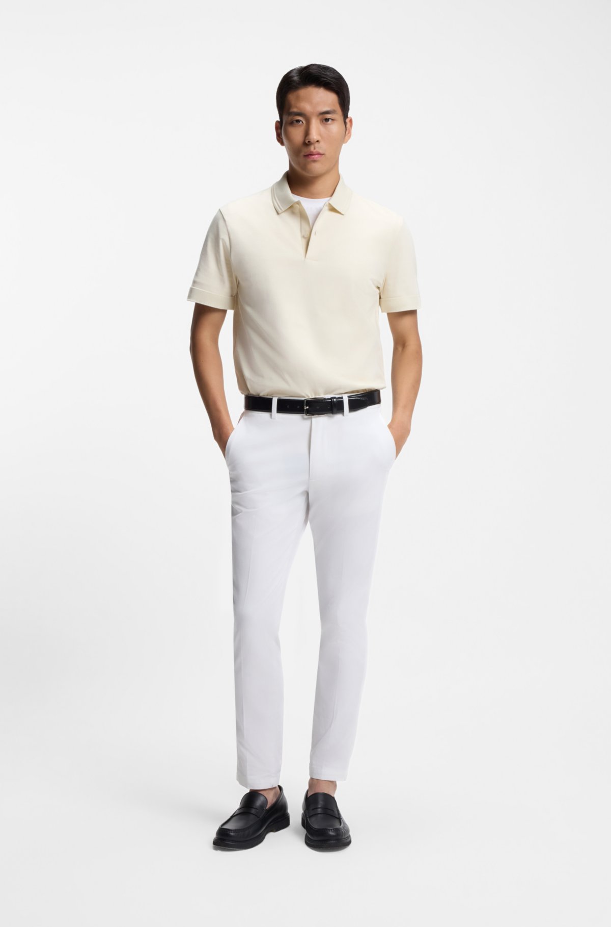 Monogram-placket polo shirt in a cotton blend Monogram-placket polo shirt in a cotton blend