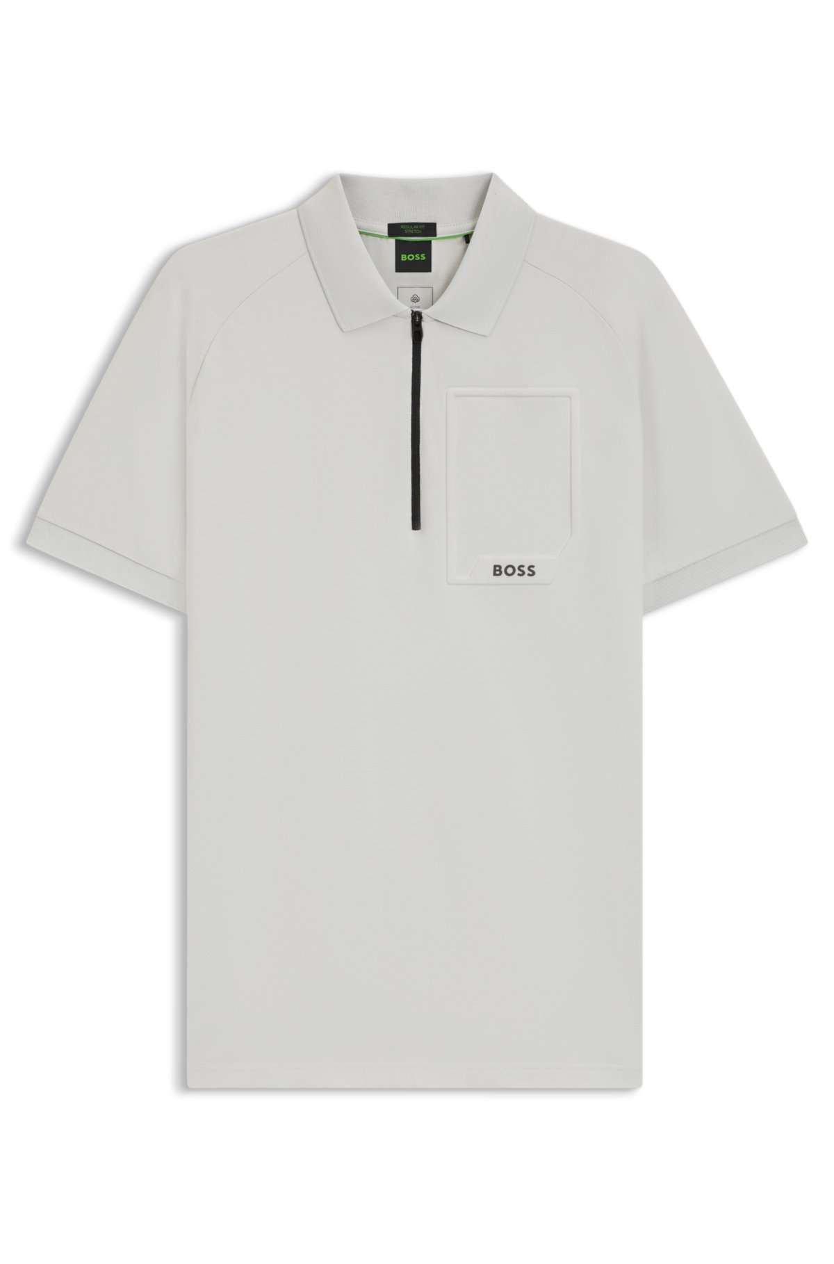 Zip-neck polo shirt in moisture-wicking fabric