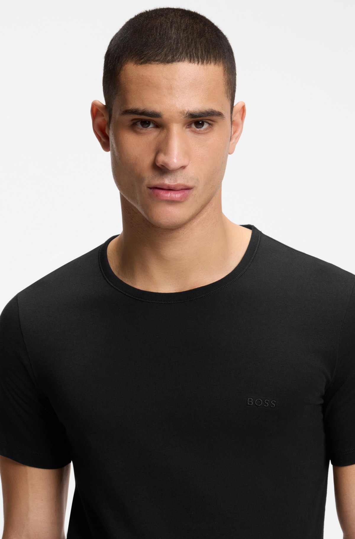 Three-pack of cotton underwear T-shirts with logos